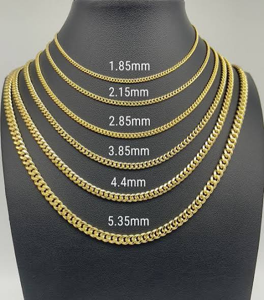 14K Solid Curb Diamond Cut Chain