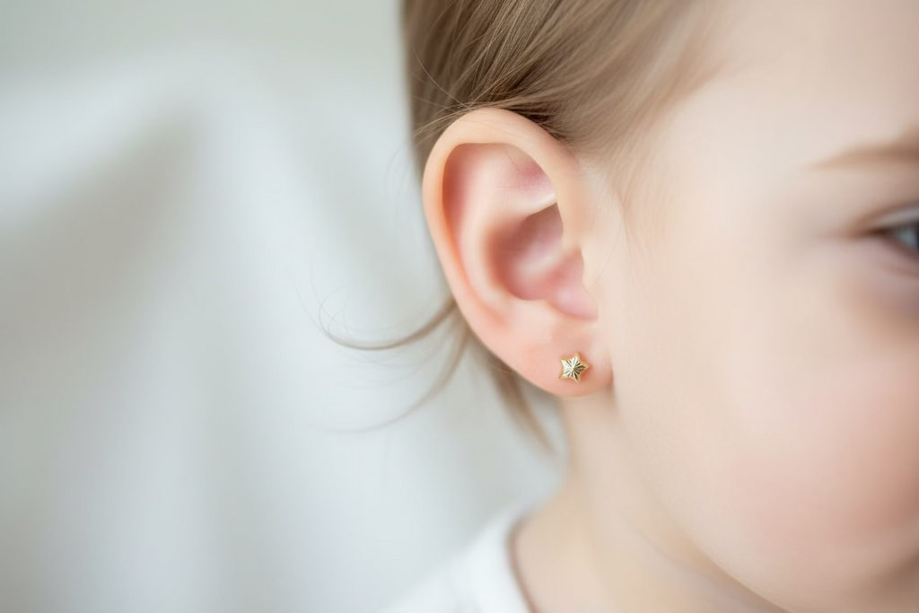 10K small star earrings