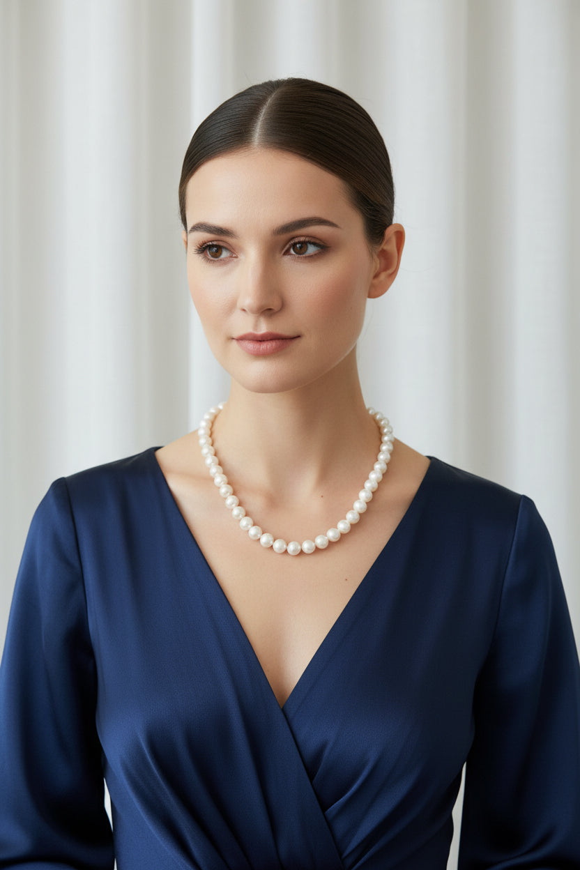 AAA Round White Freshwater Pearl Necklace