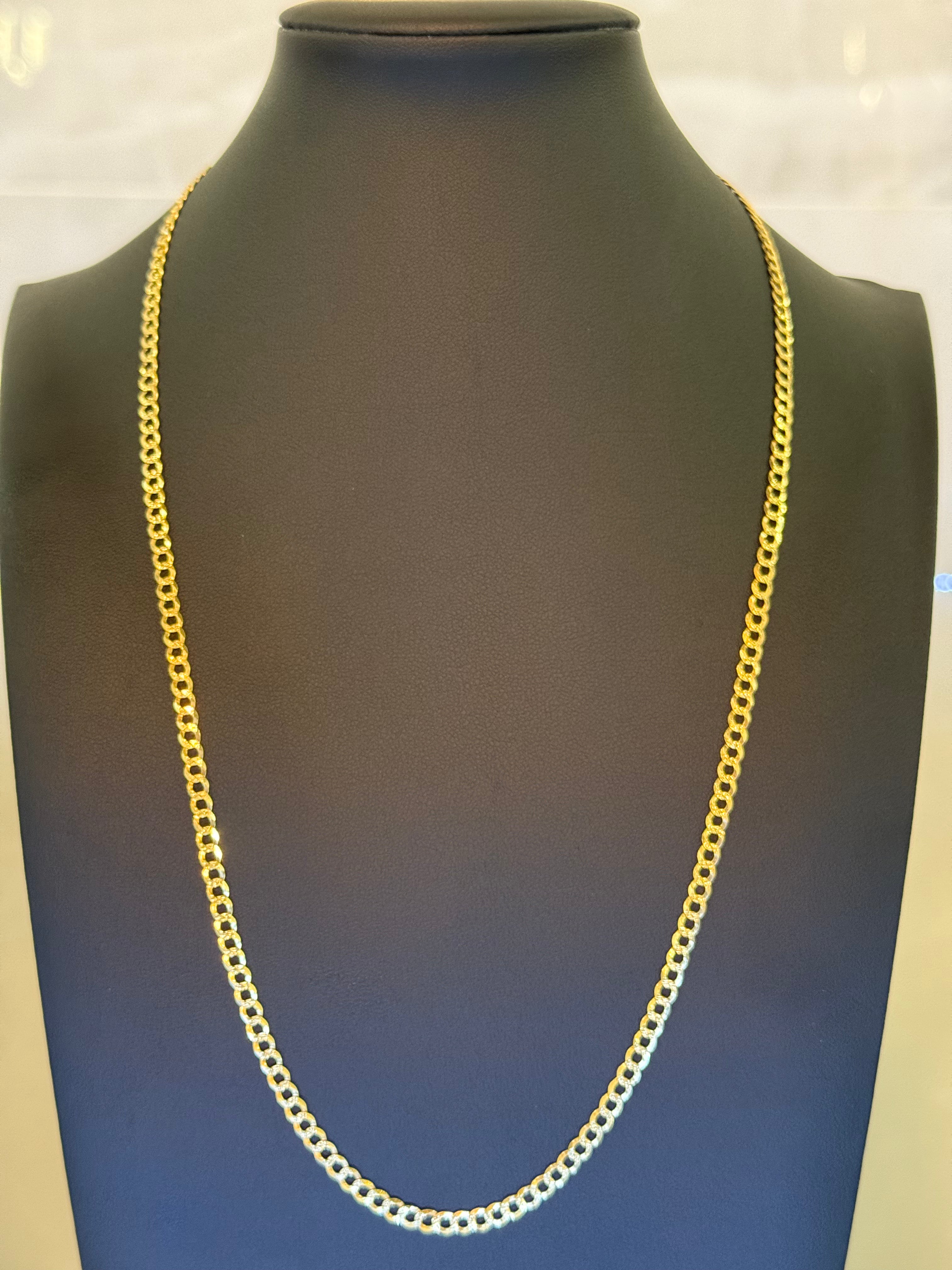 14K Curb Diamond Cut Chain