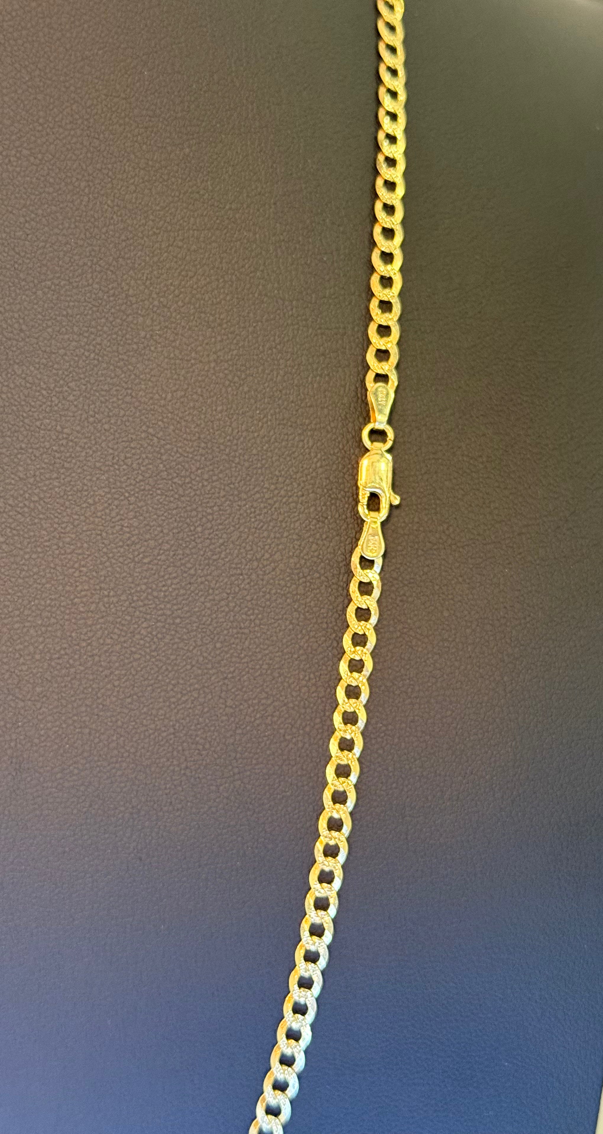 14K Curb Diamond Cut Chain