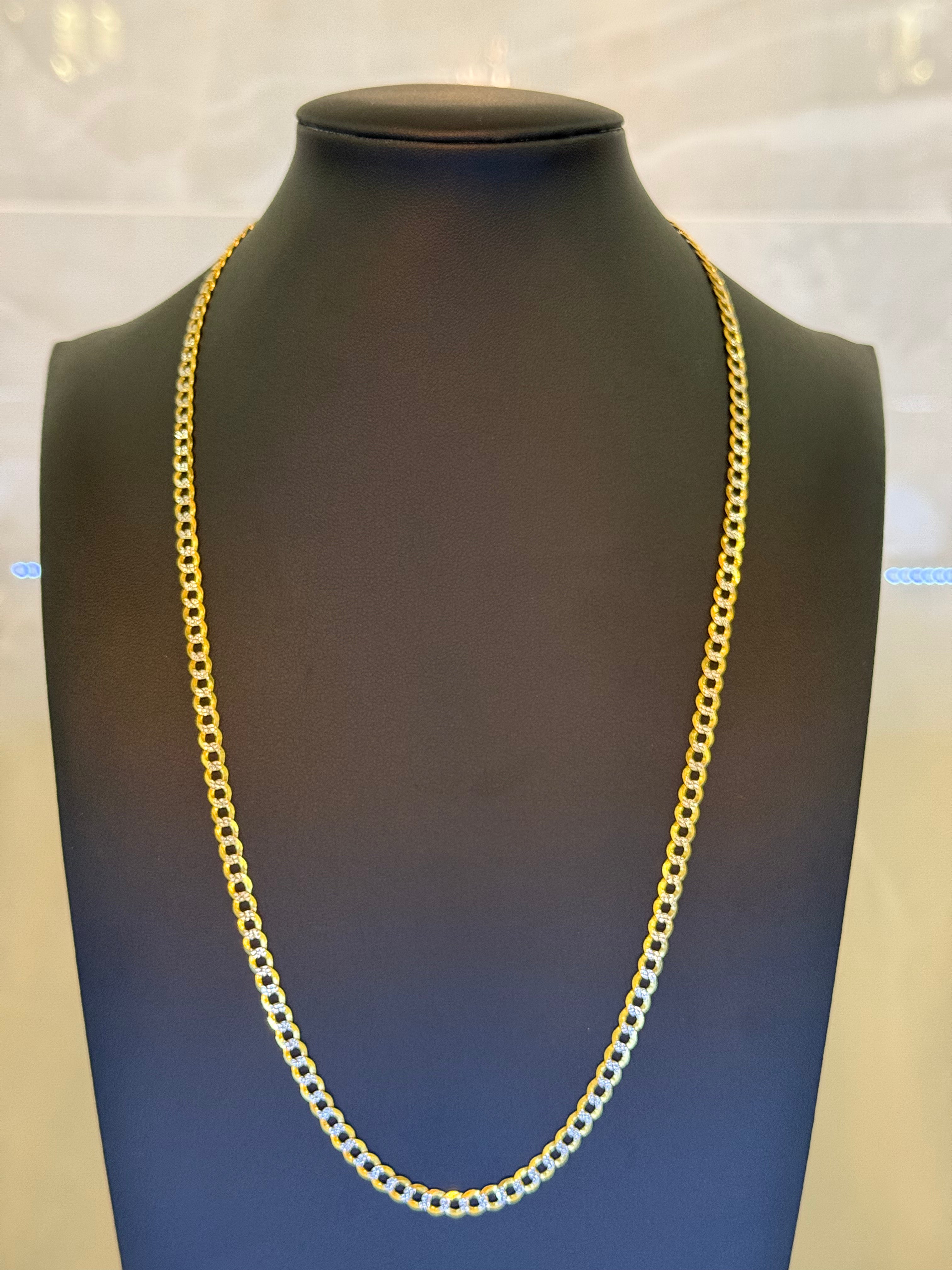14K Pave Curb Link Chain