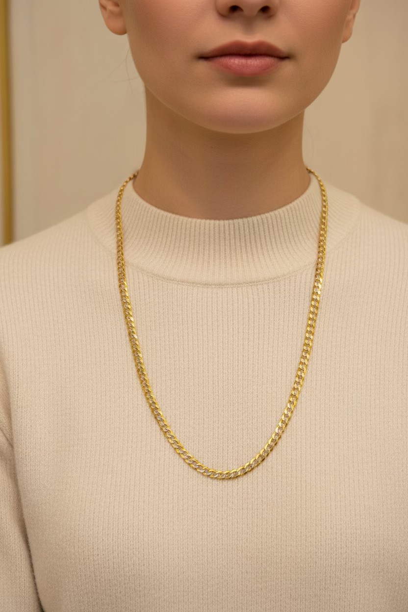 14K Pave Curb Link Chain
