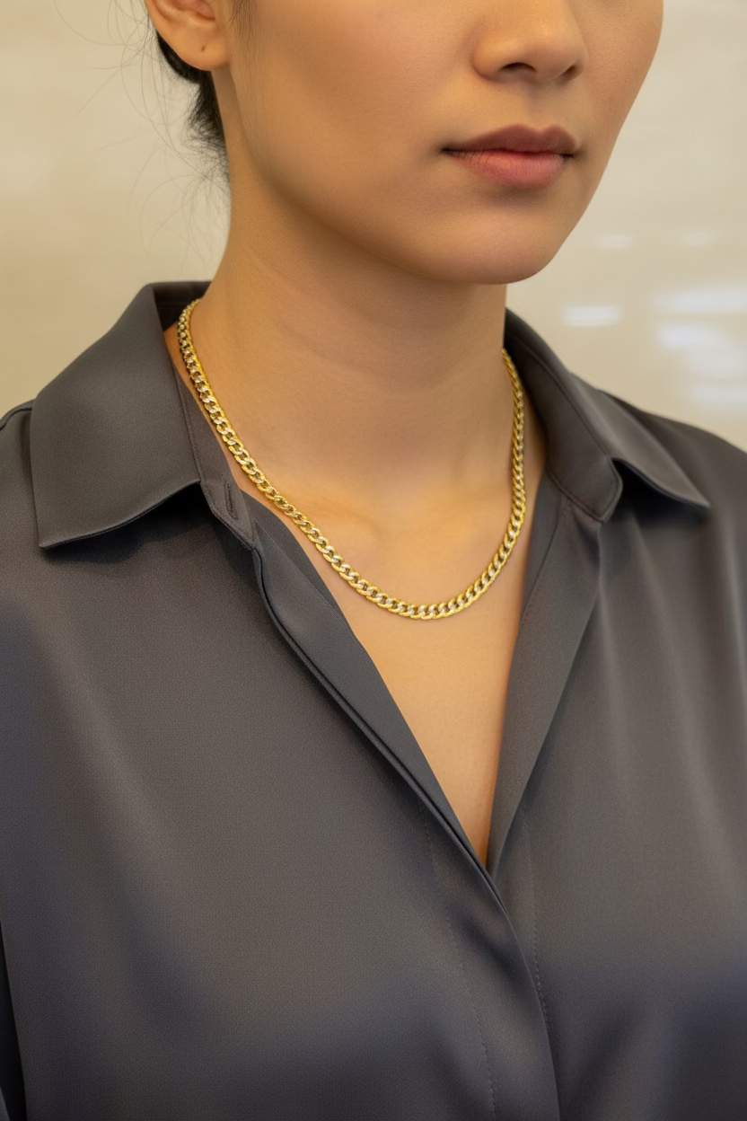 14K Pave Curb Link Chain