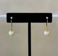 18K Solid gold, Round Freshwater pearls earring AAA