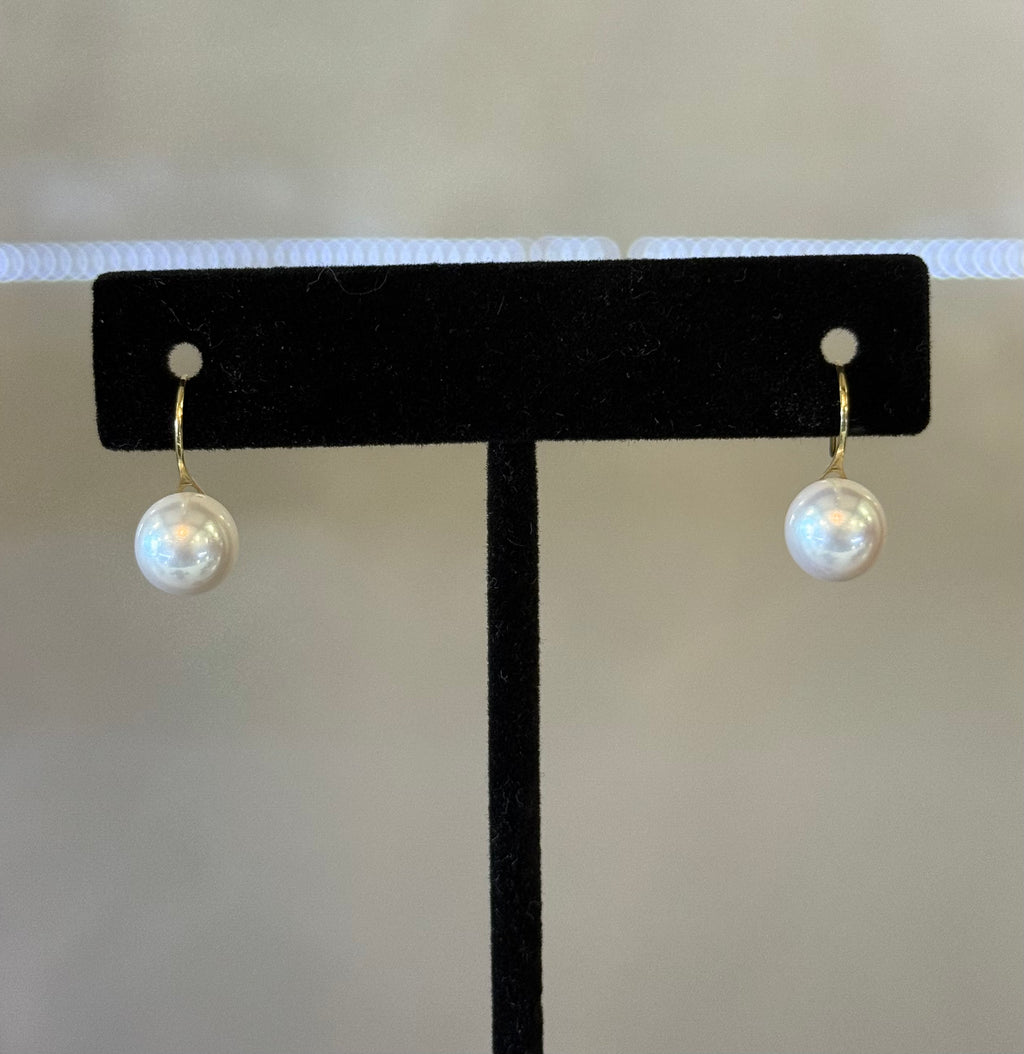18K Round Pearl earrings AAA