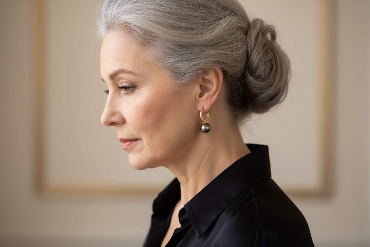 14K Tahiti AAA pearl earrings with hoop