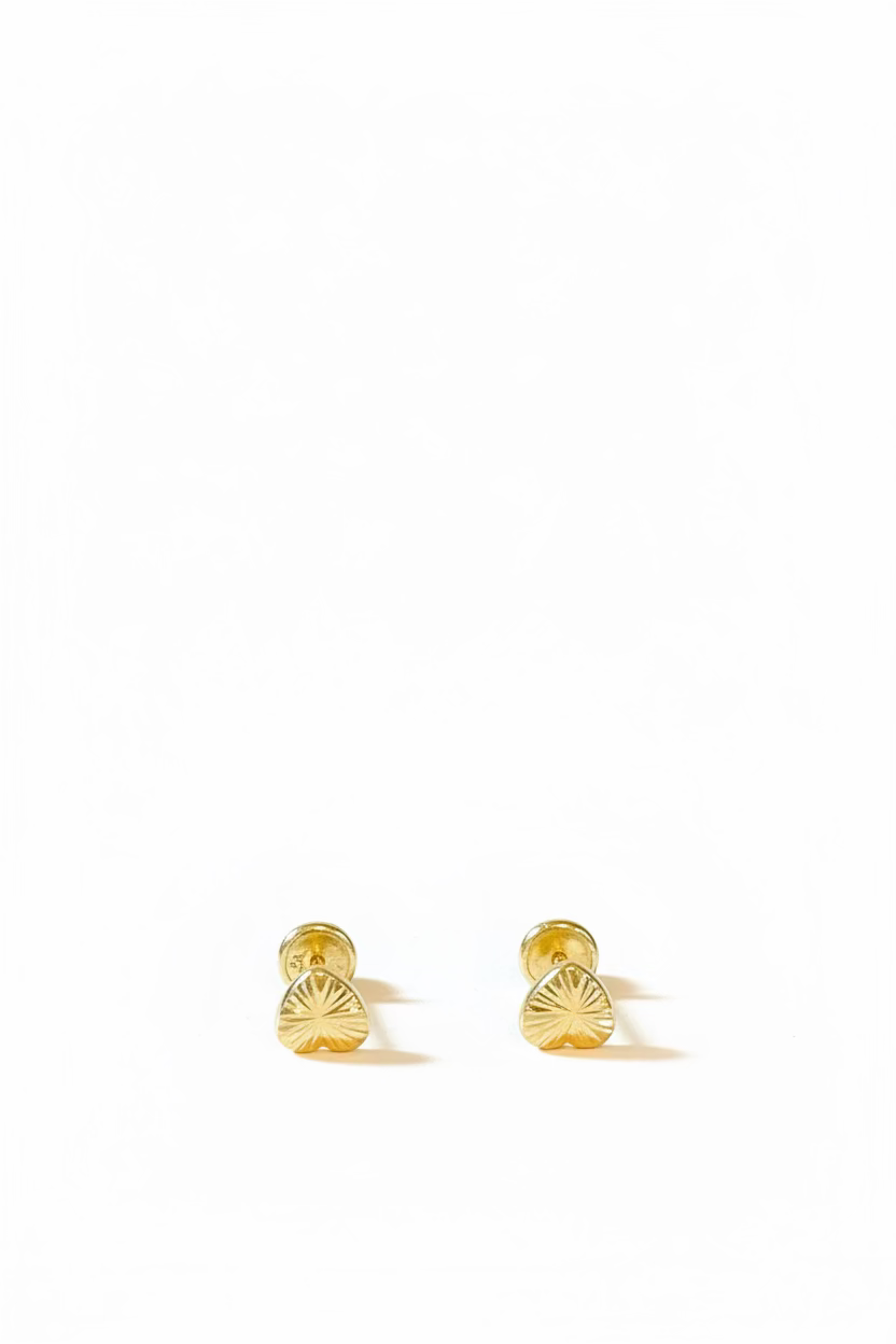 10K heart lined earrings