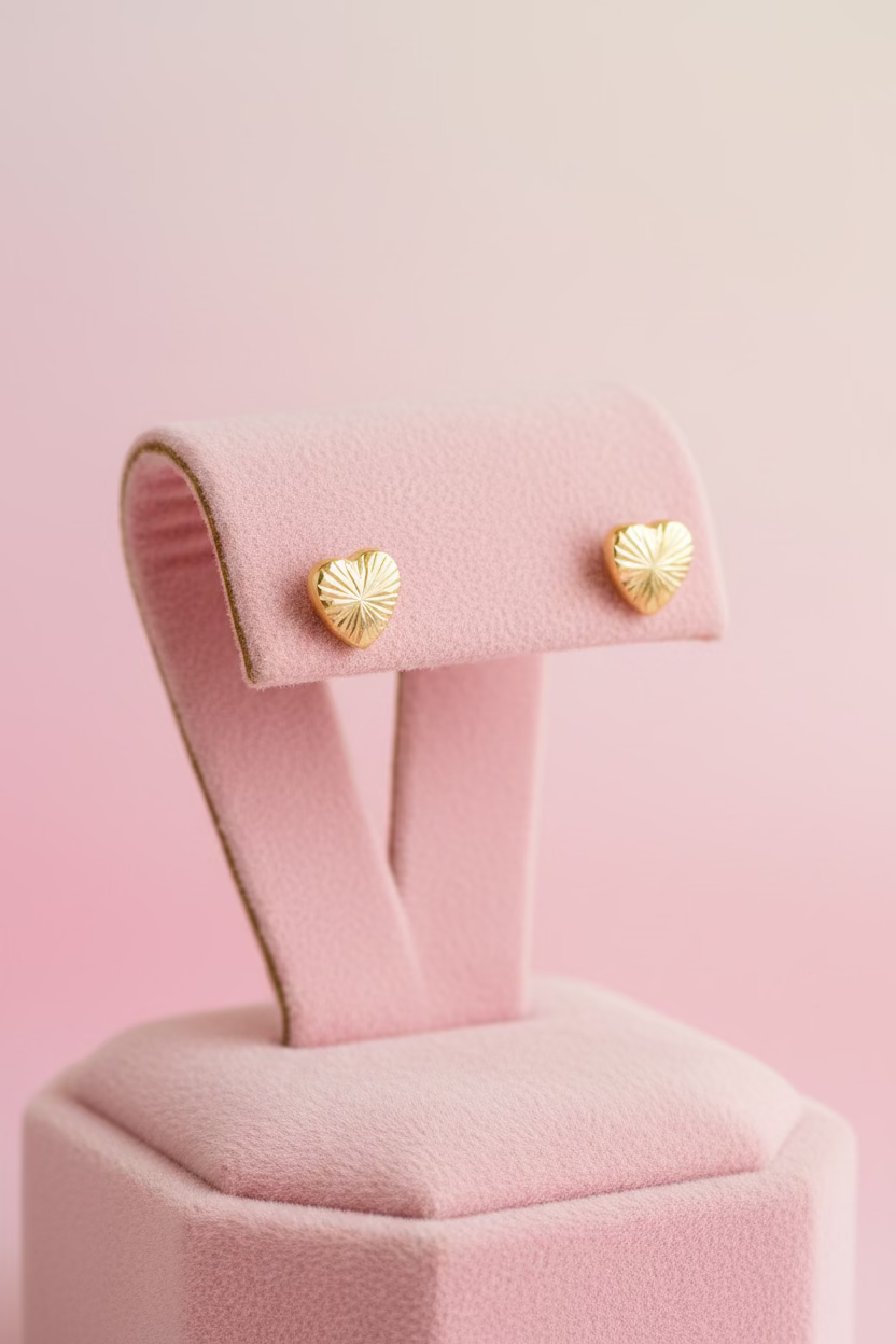 10K heart lined earrings