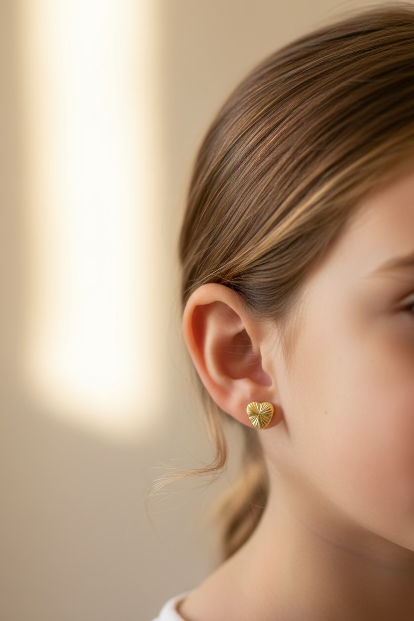 10K heart lined earrings