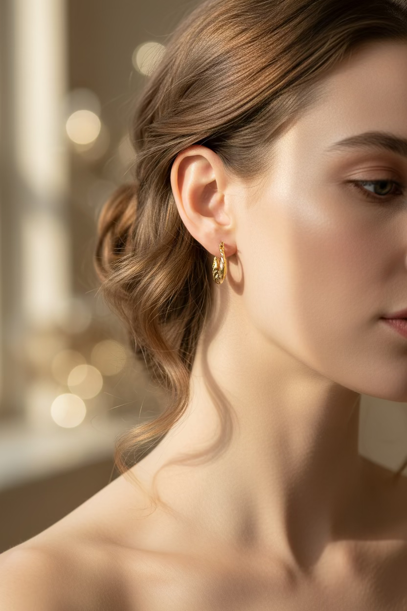 18K Hoop Earrings Twirl