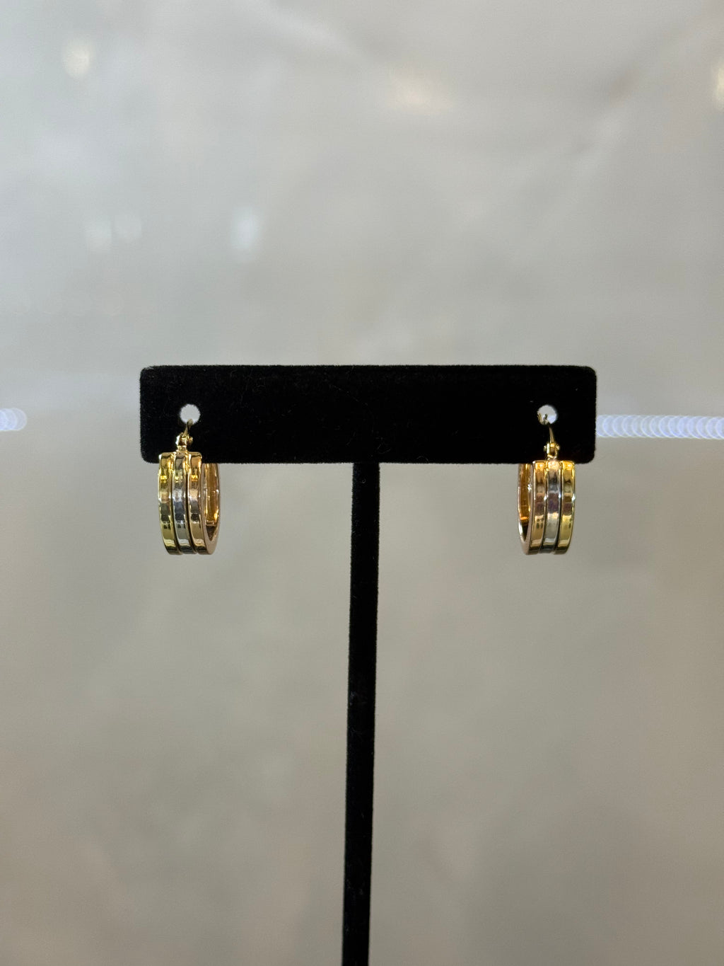 14K Tri Color Gold Hoop Earrings