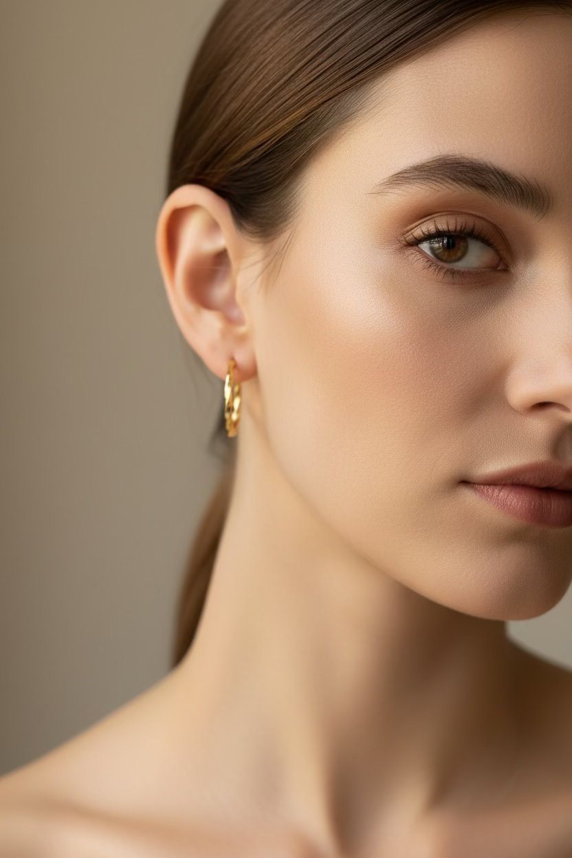 18K Hoop Earring Twisted