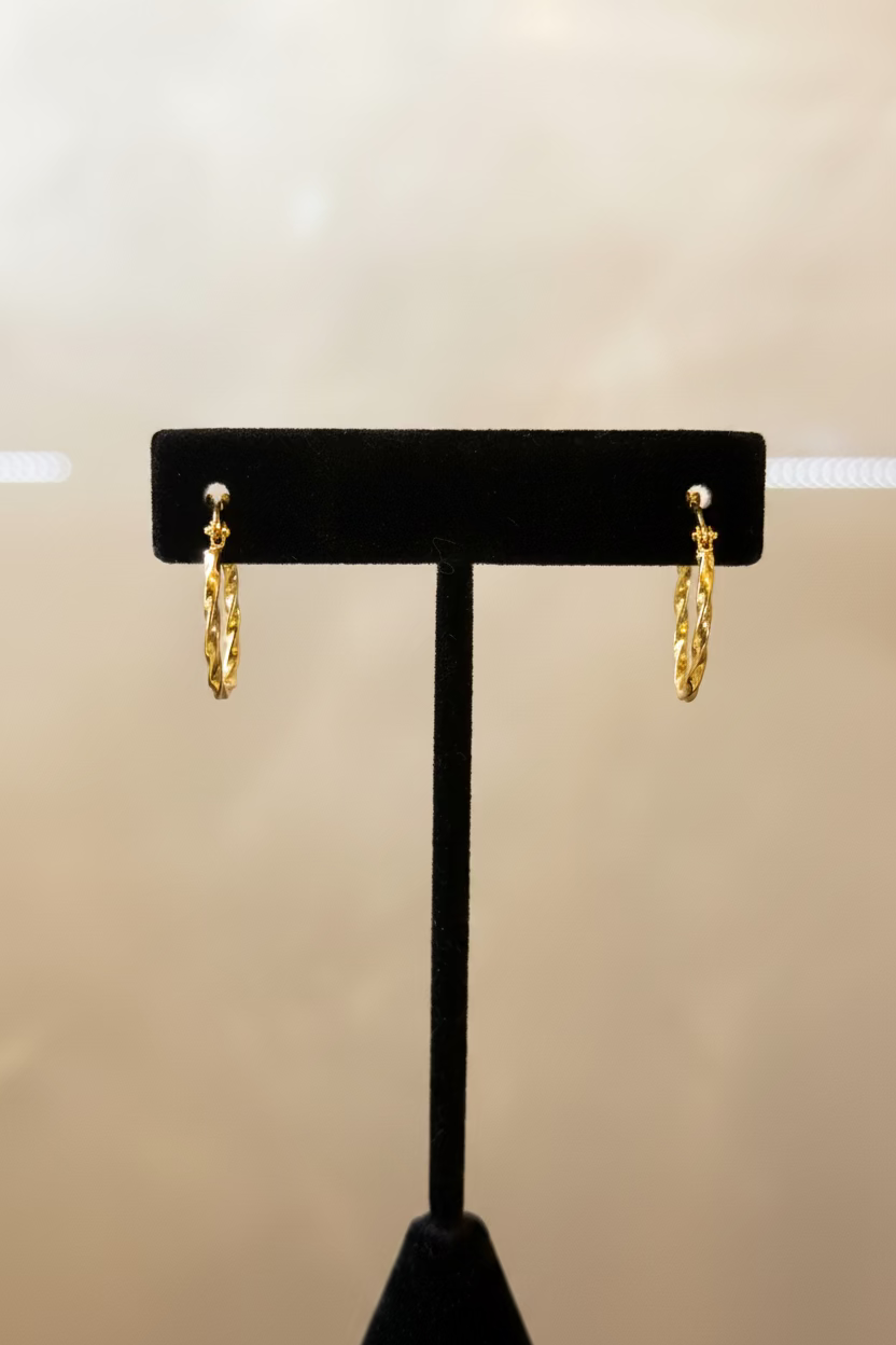 18K Hoop Earring Twisted