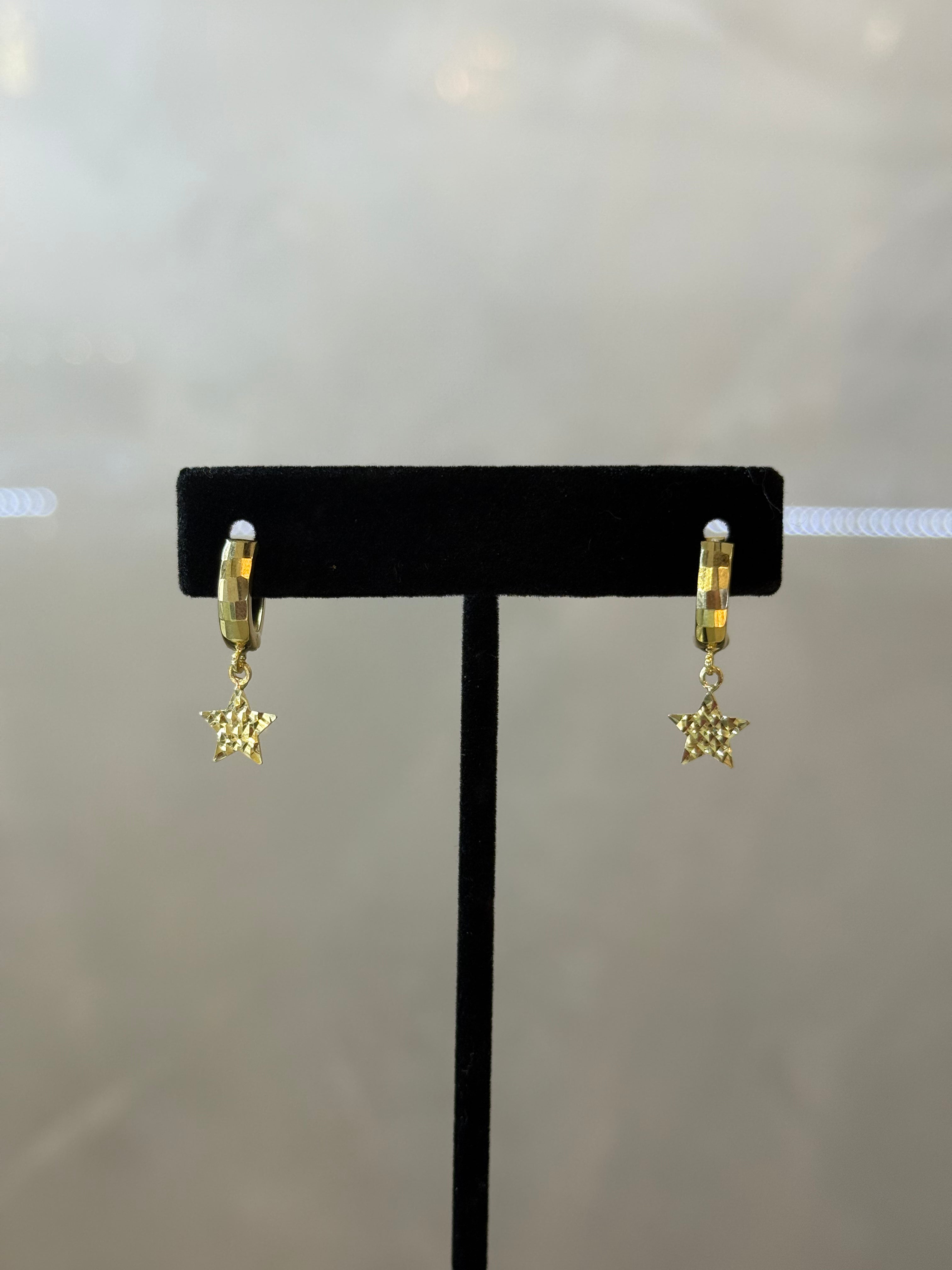 10K Hoop with Star Earrings