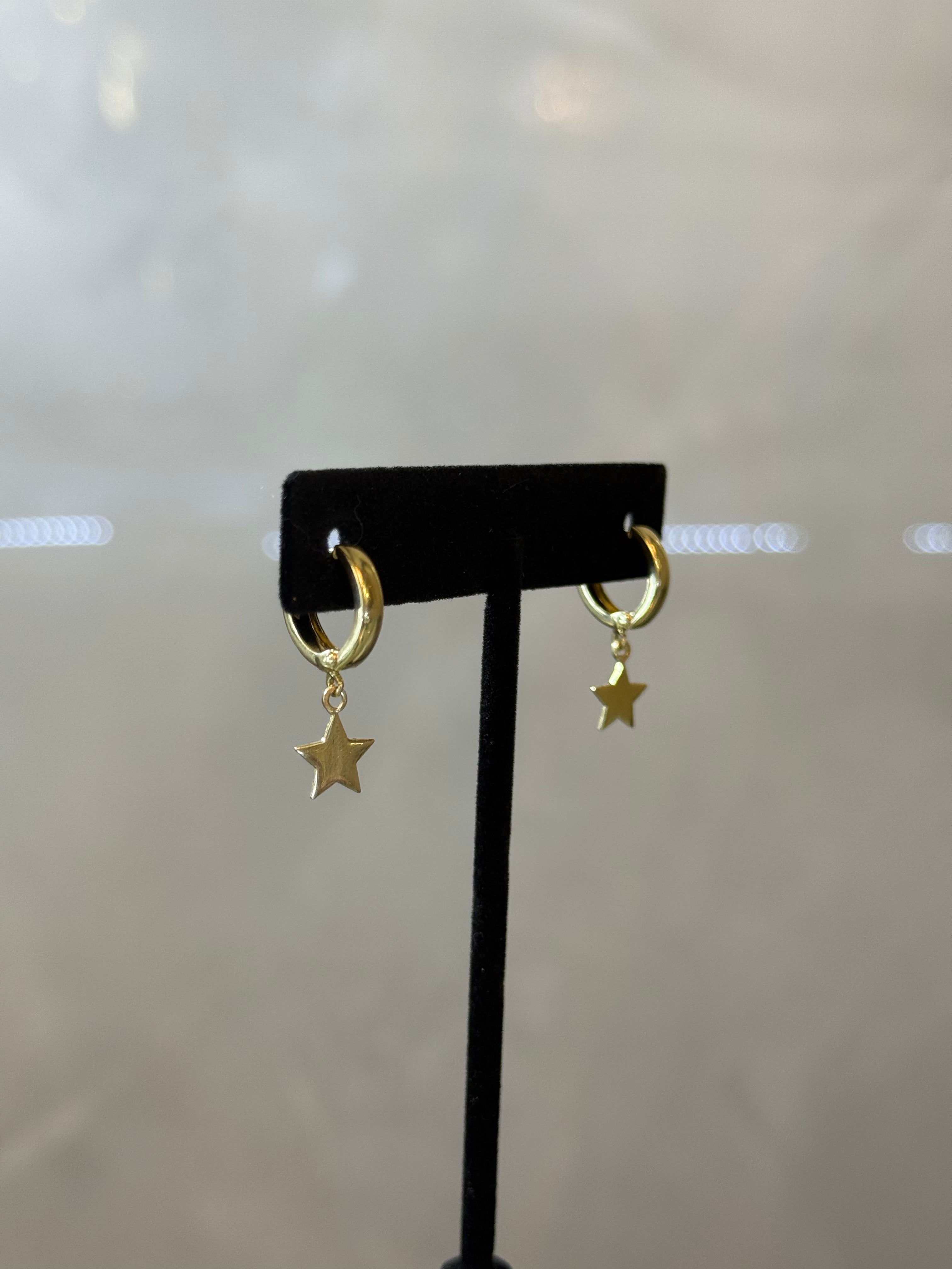 10K Hoop with Star Earrings