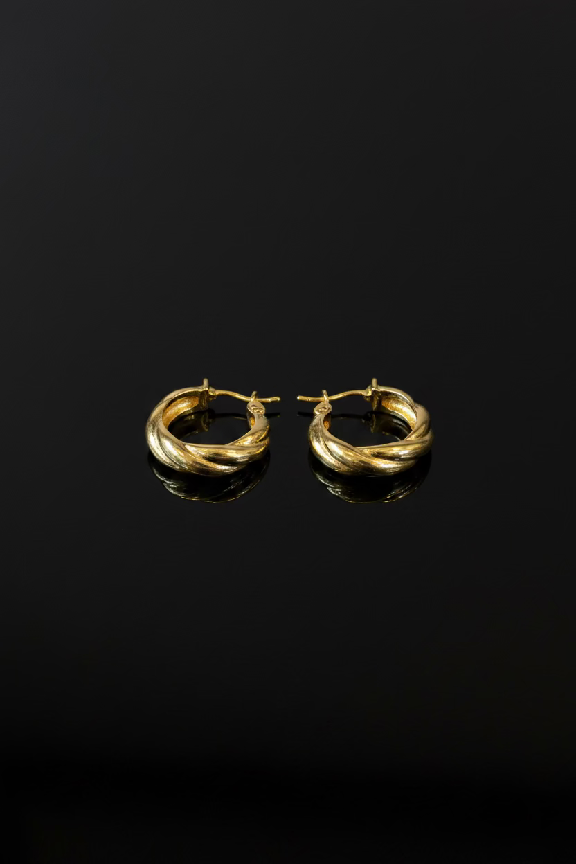 10K Twisted together Hoop Earrings