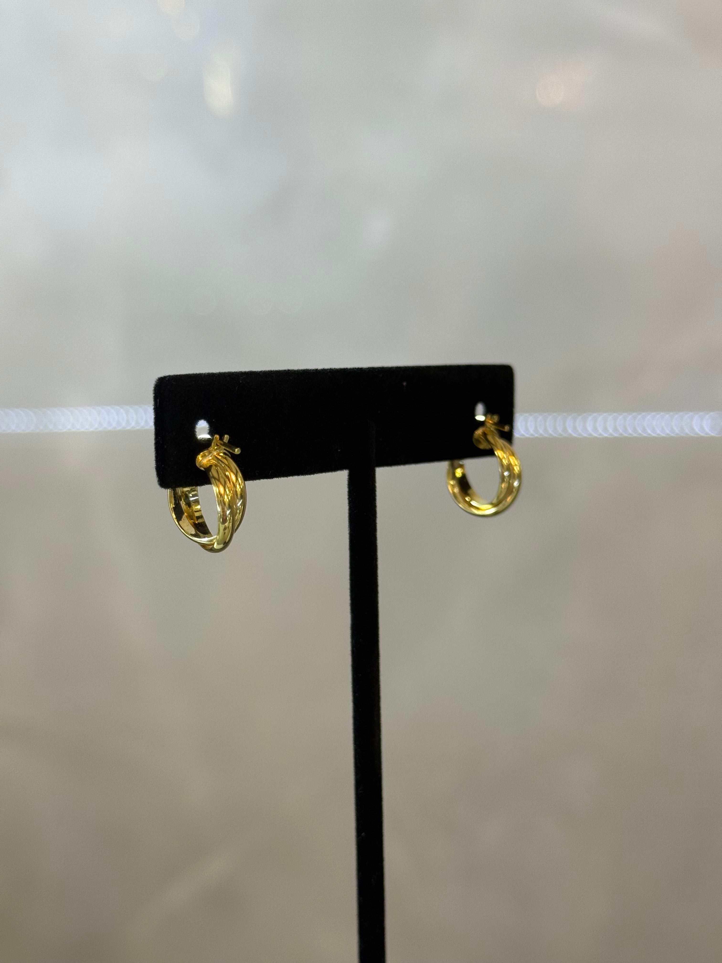 10K Twisted together Hoop Earrings