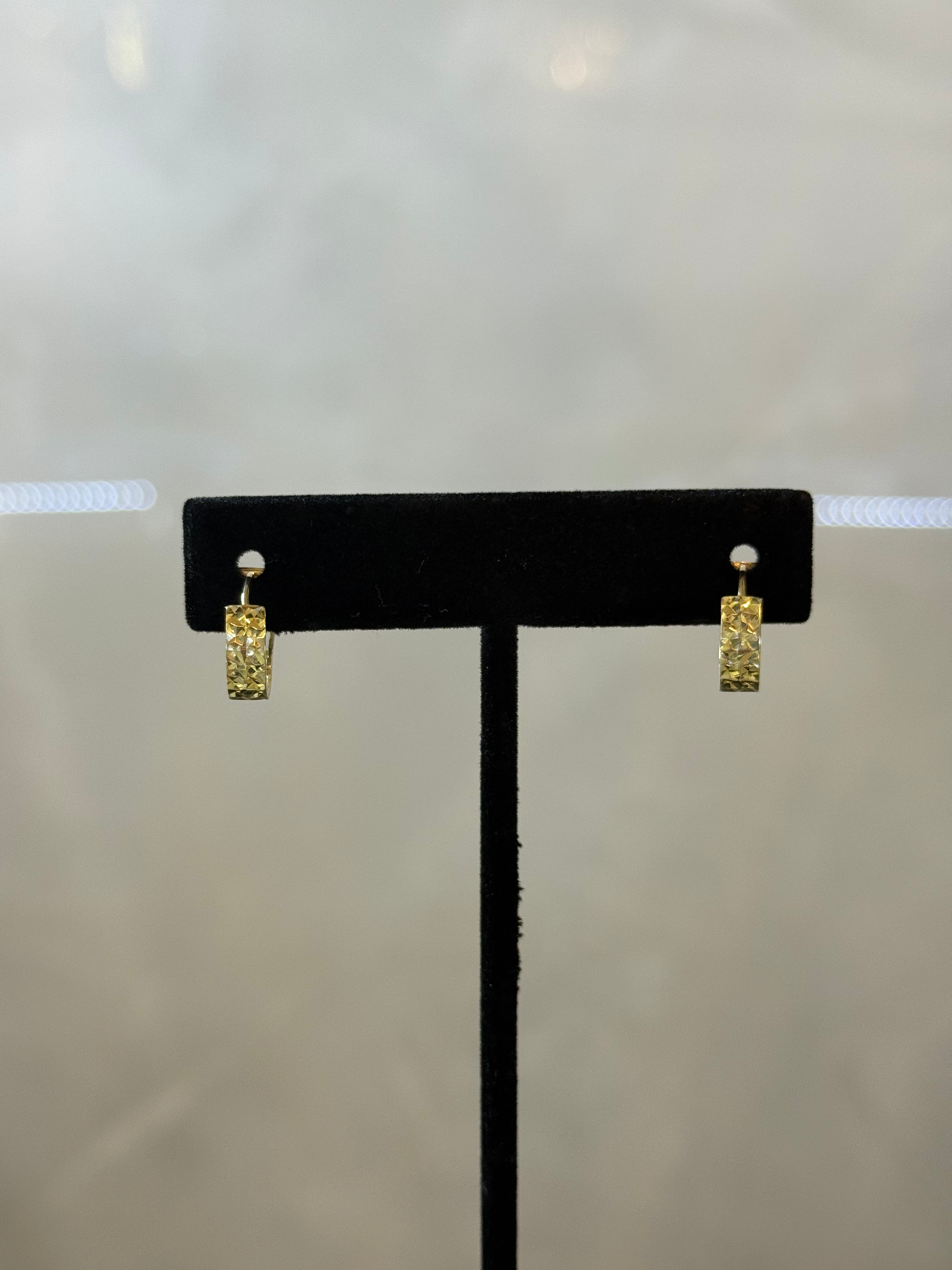 10K Hoop Huggies Diamond Cut Earrings