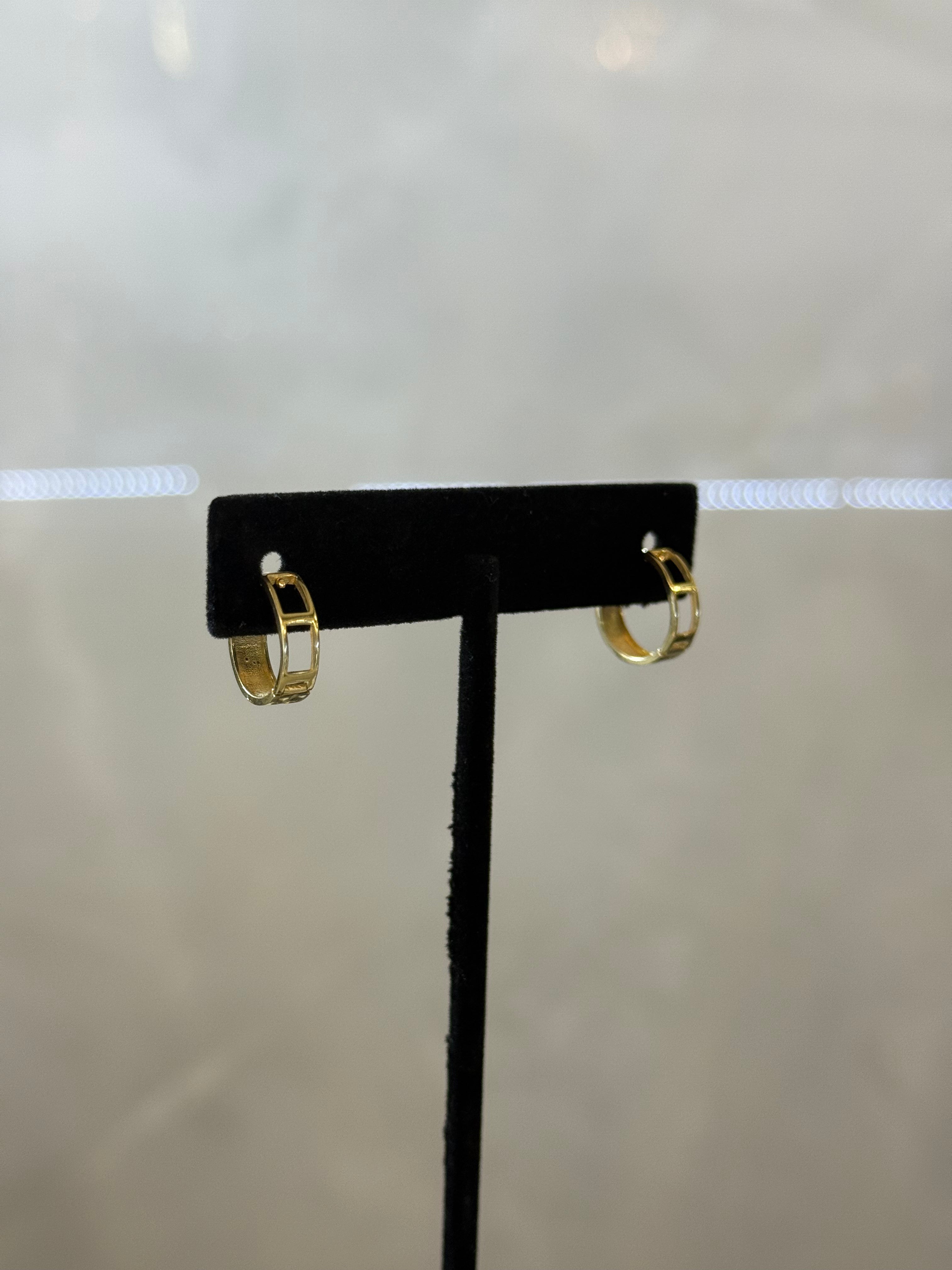 10K Hoop Huggies Diamond Cut Earrings