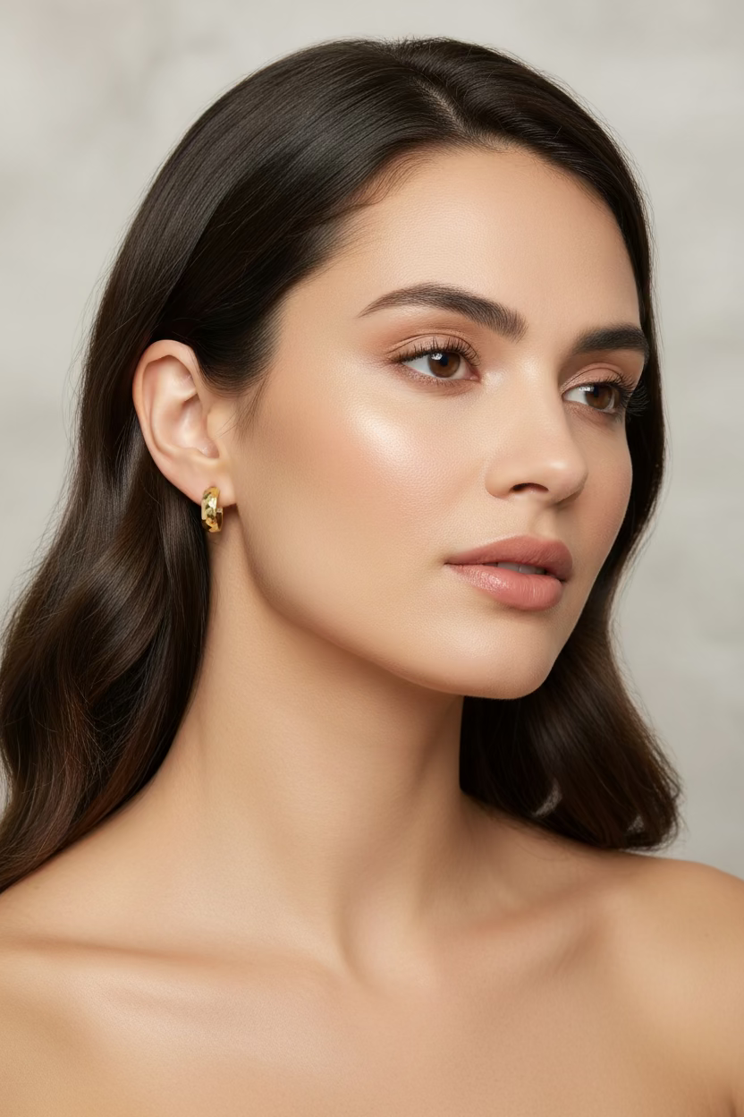 10K Hoop with Square Cut Earrings