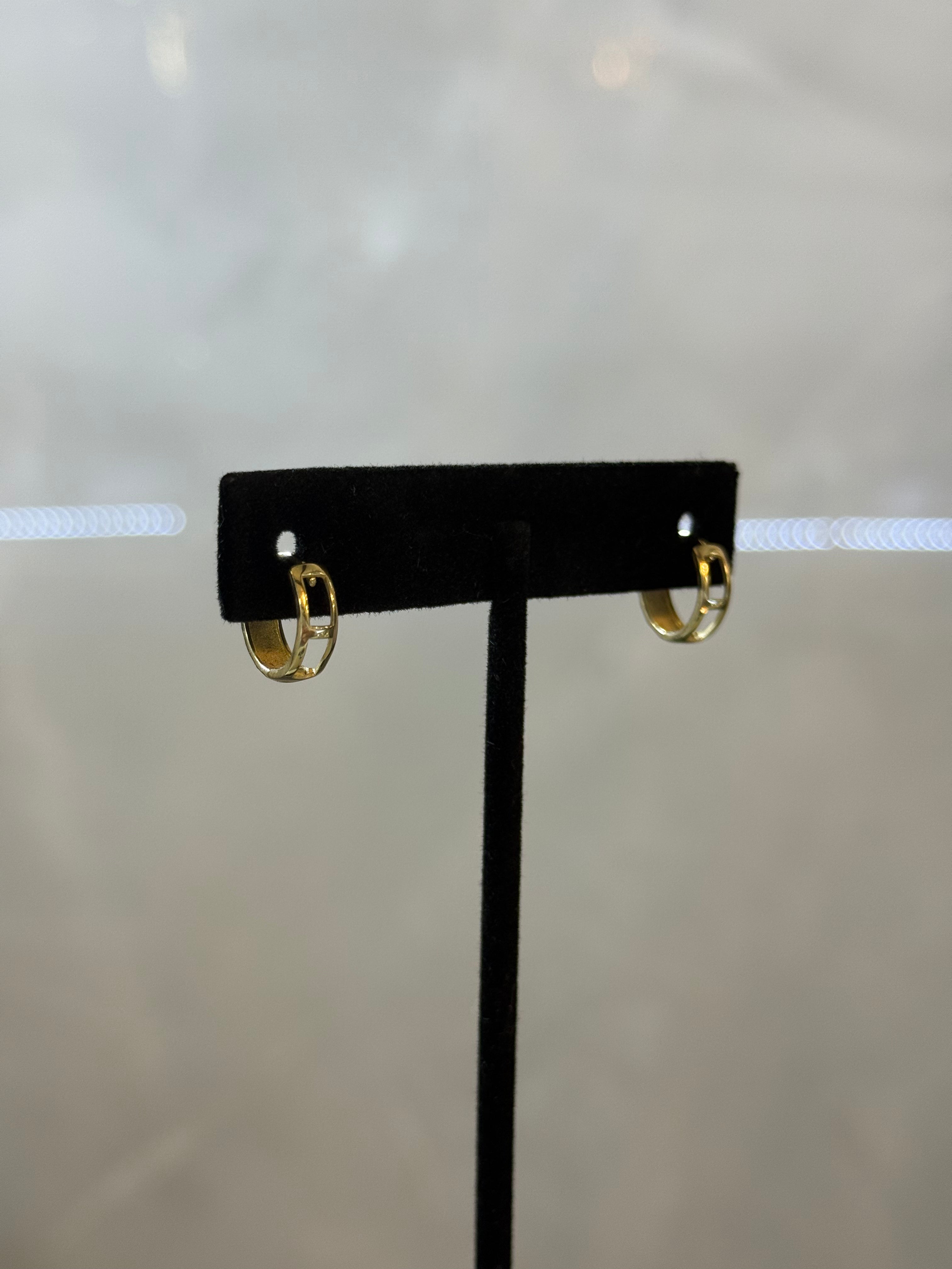 10K Hoop with Square Cut Earrings