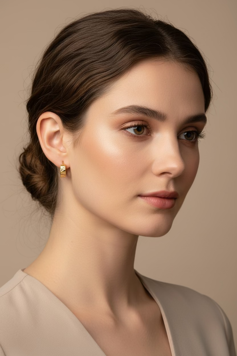 10K Hoop square cut earrings