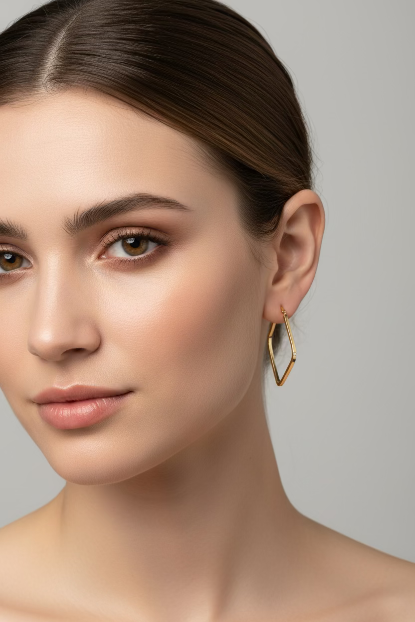 10K Hoop Framed Diamond Earrings