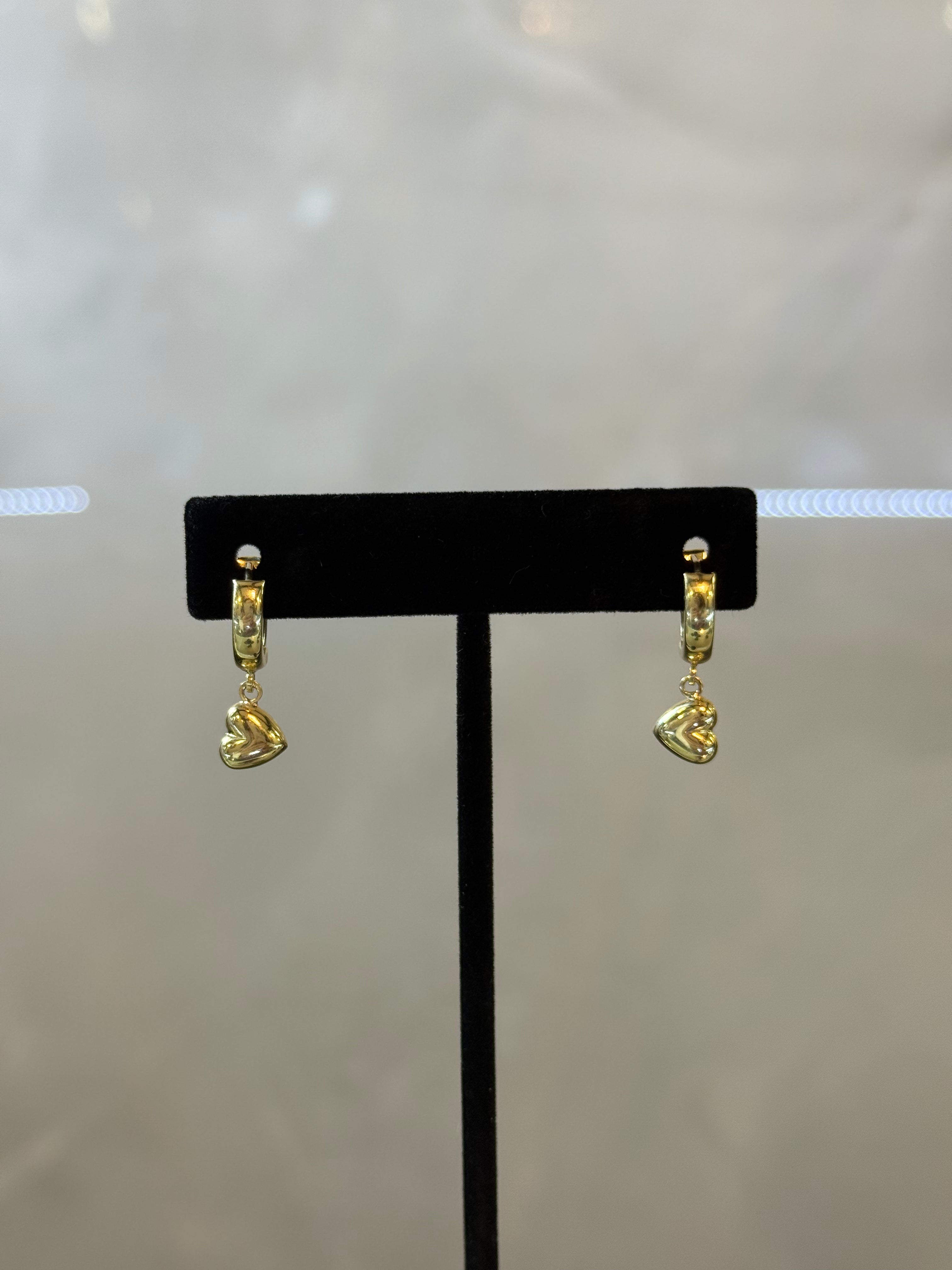 10K Hoop with Heart Earrings