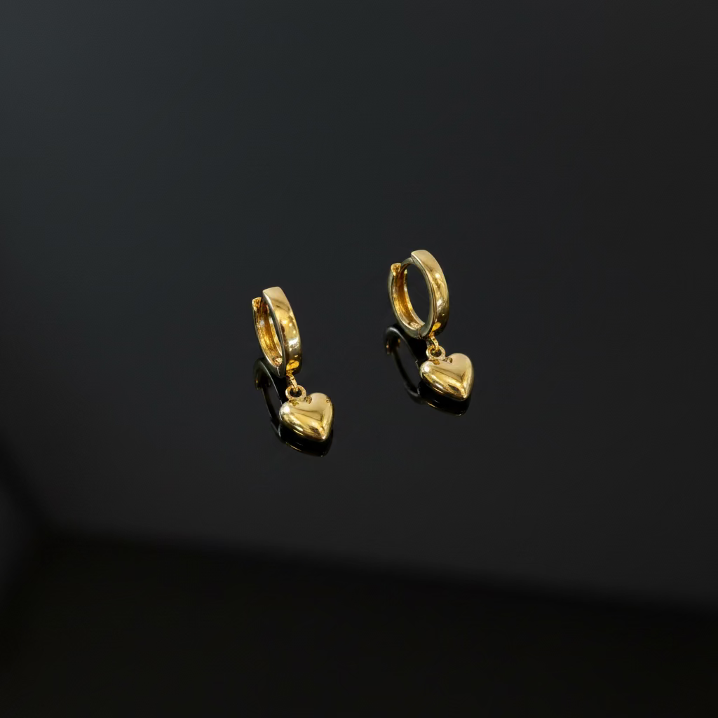 10K Hoop with Heart Earrings