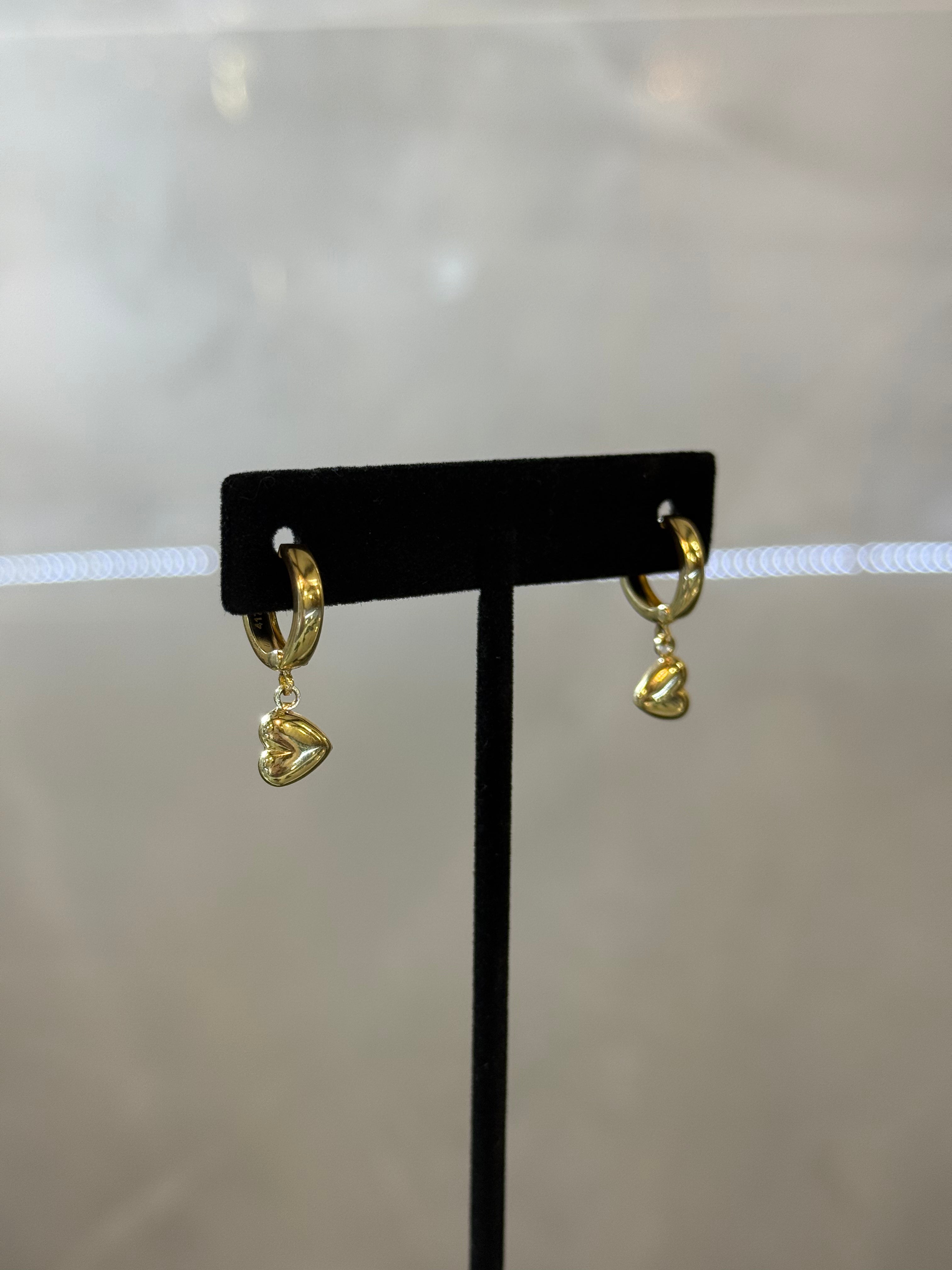 10K Hoop with Heart Earrings