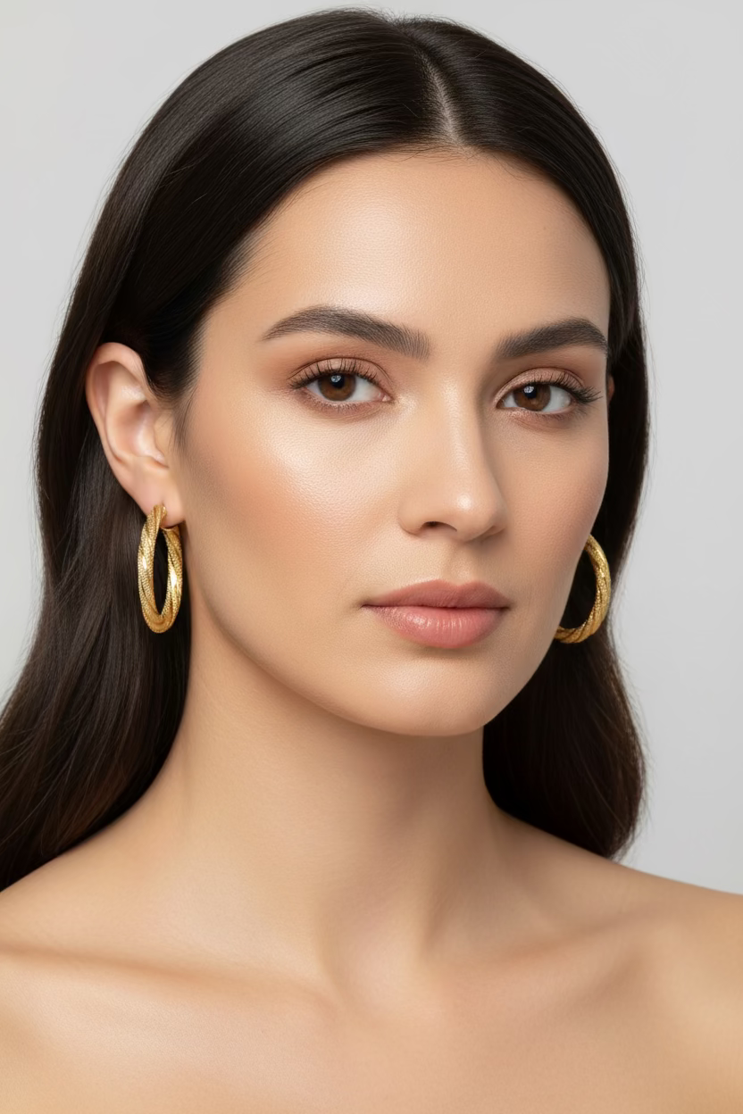 14K Hoop Earrings with Stripes