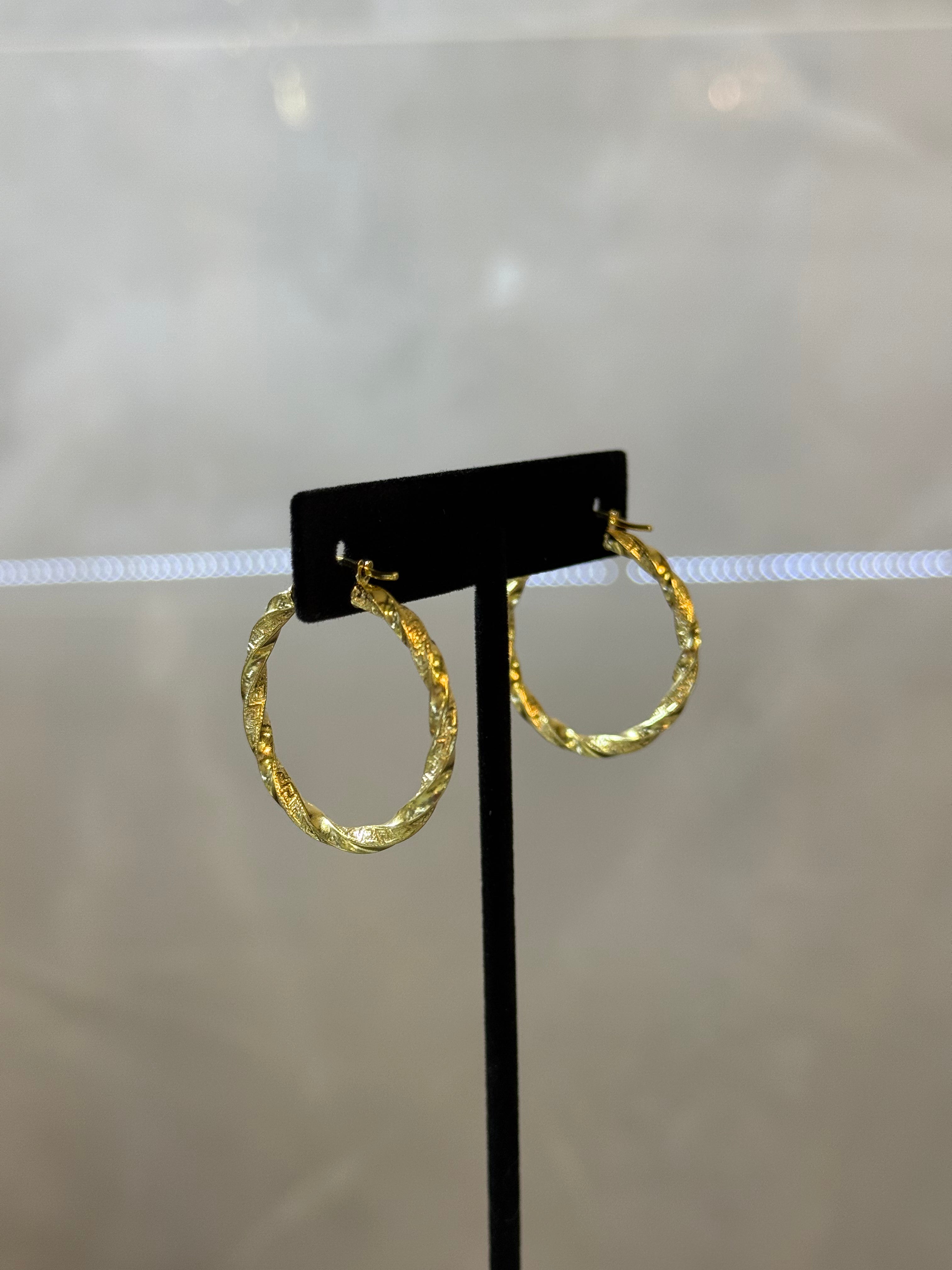 14K Twisted Hoop Earrings
