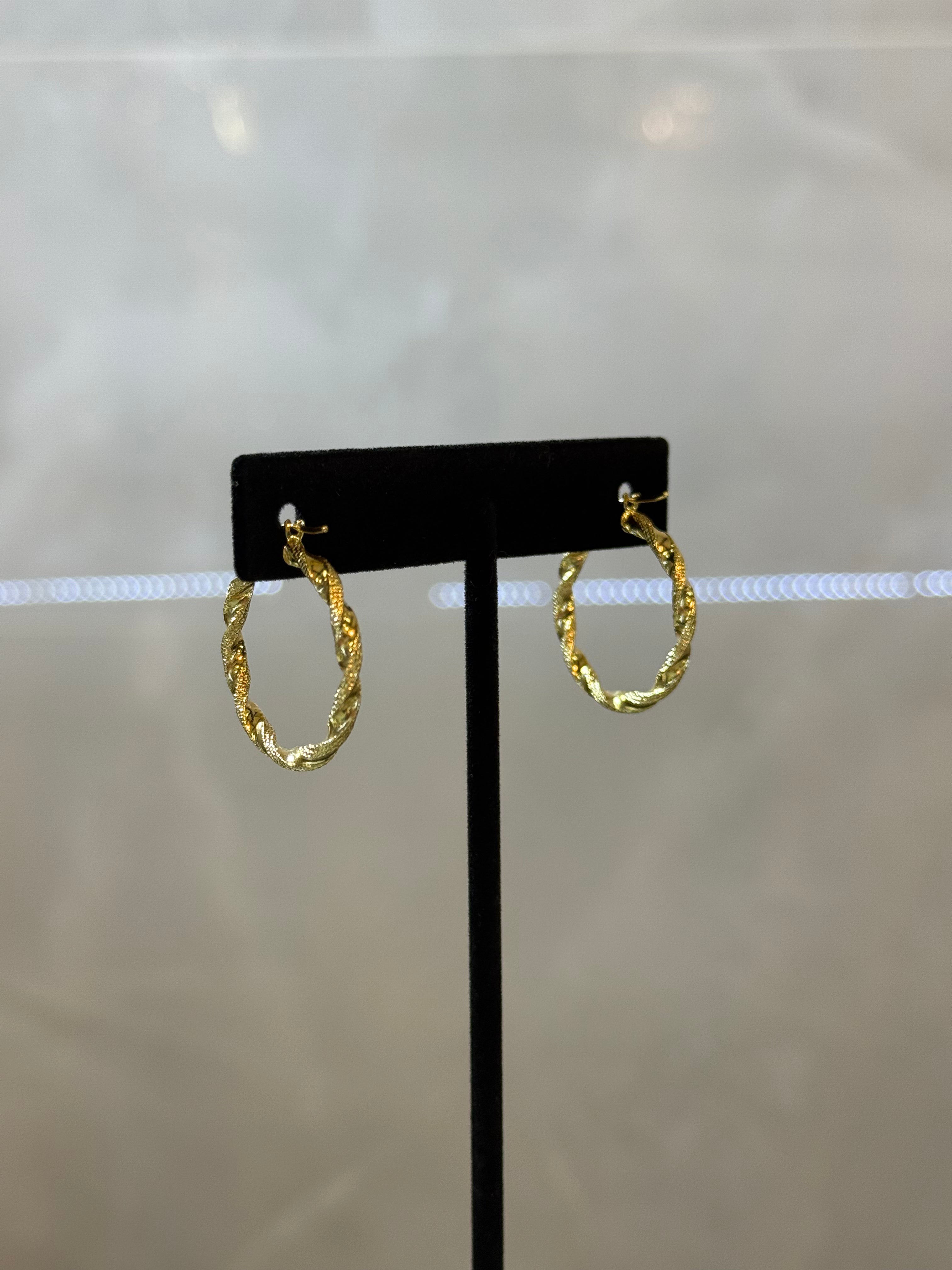 14K Hoop Twisted Earrings