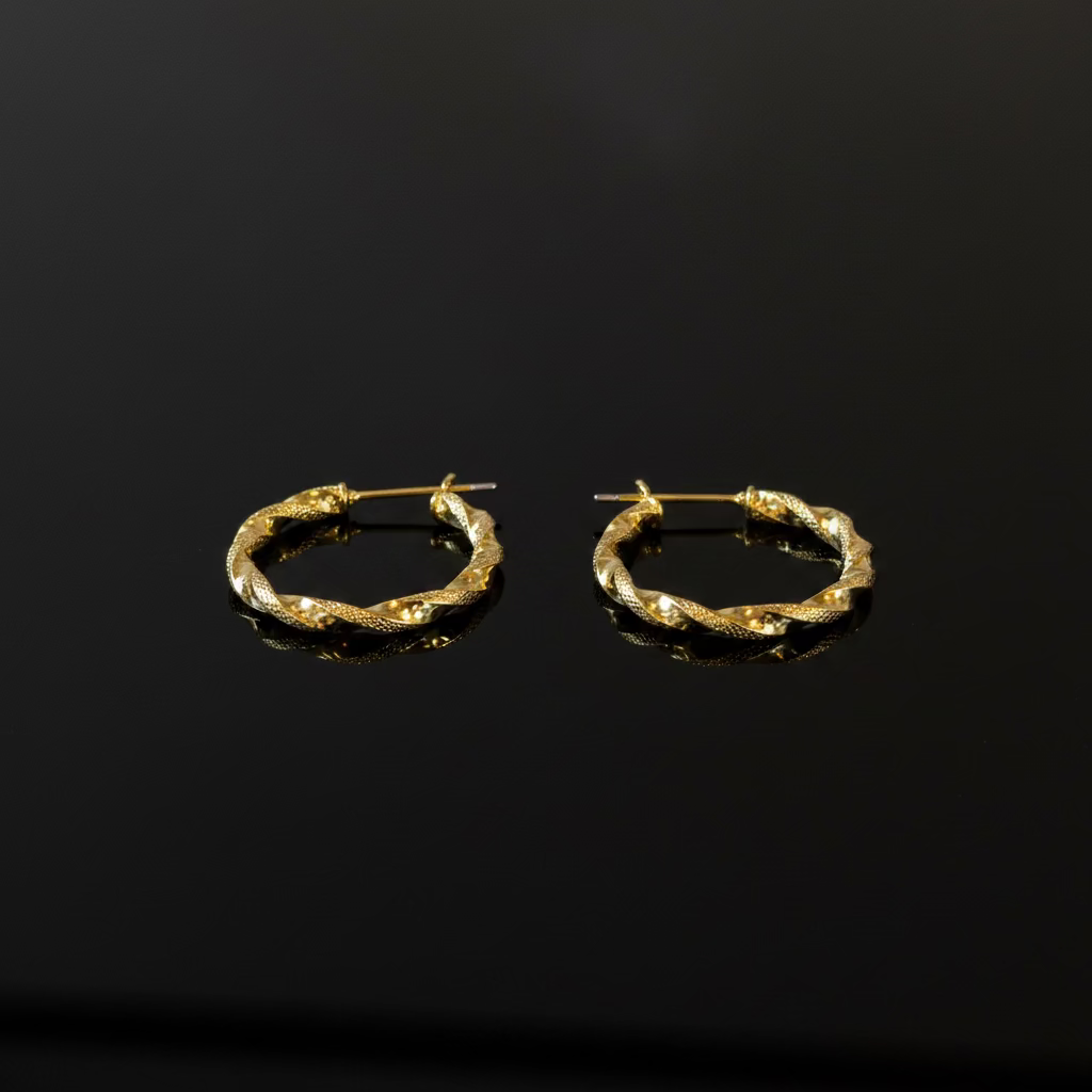 14K Hoop Twisted Earrings
