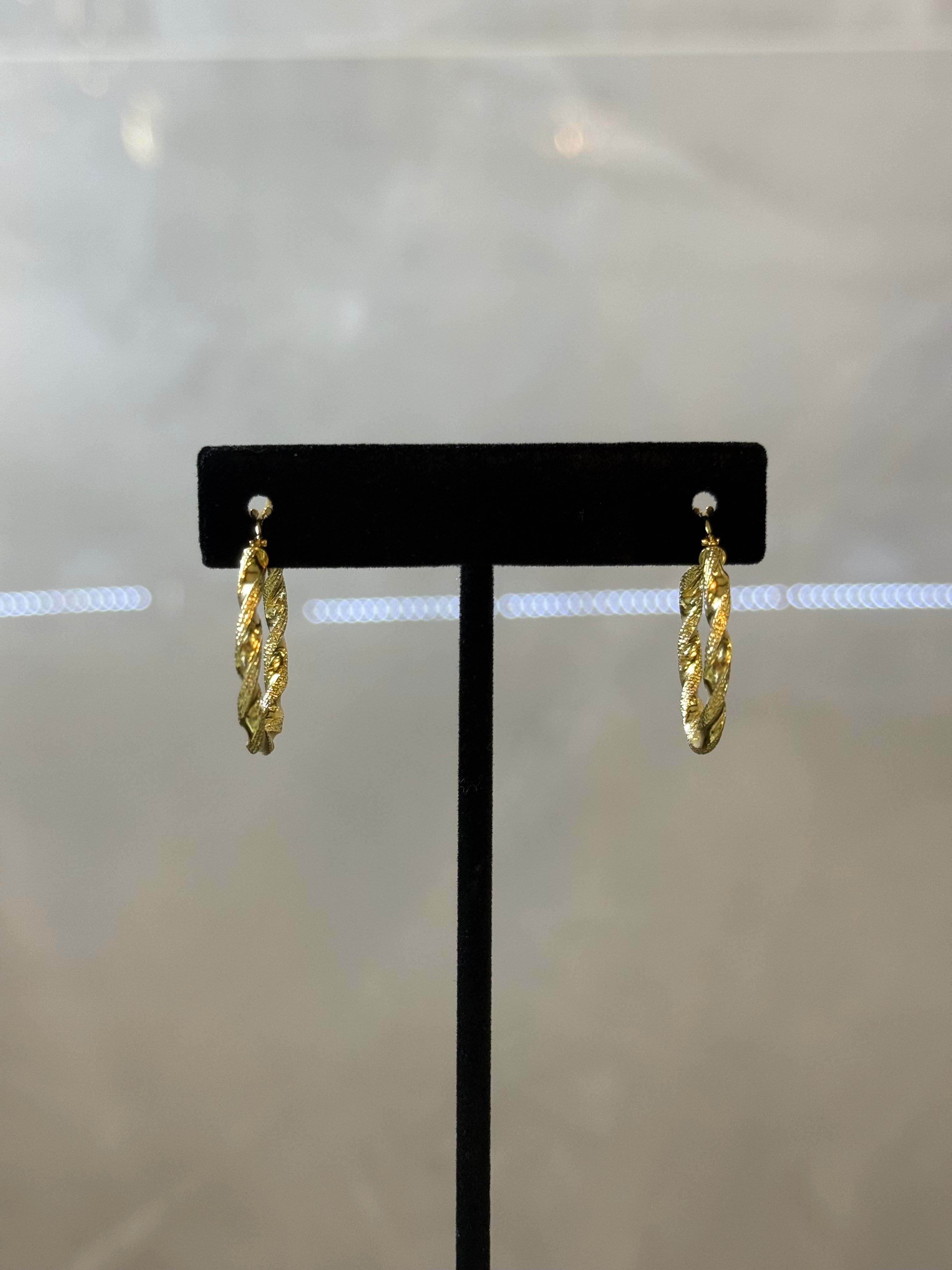 14K Hoop Twisted Earrings
