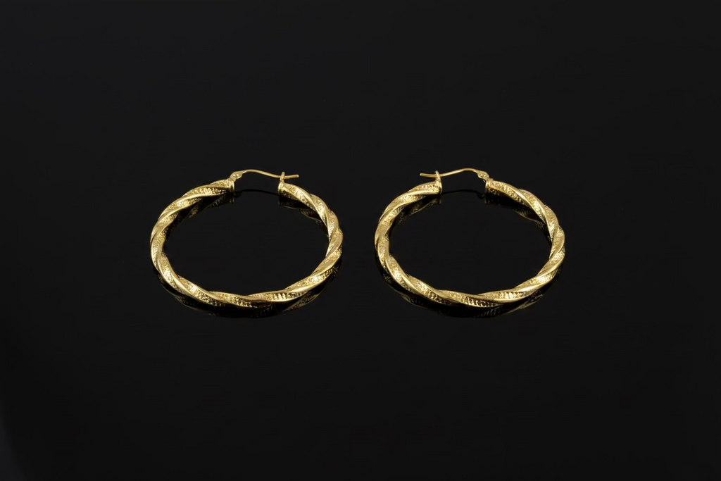 14K Hoop Twisted Earring