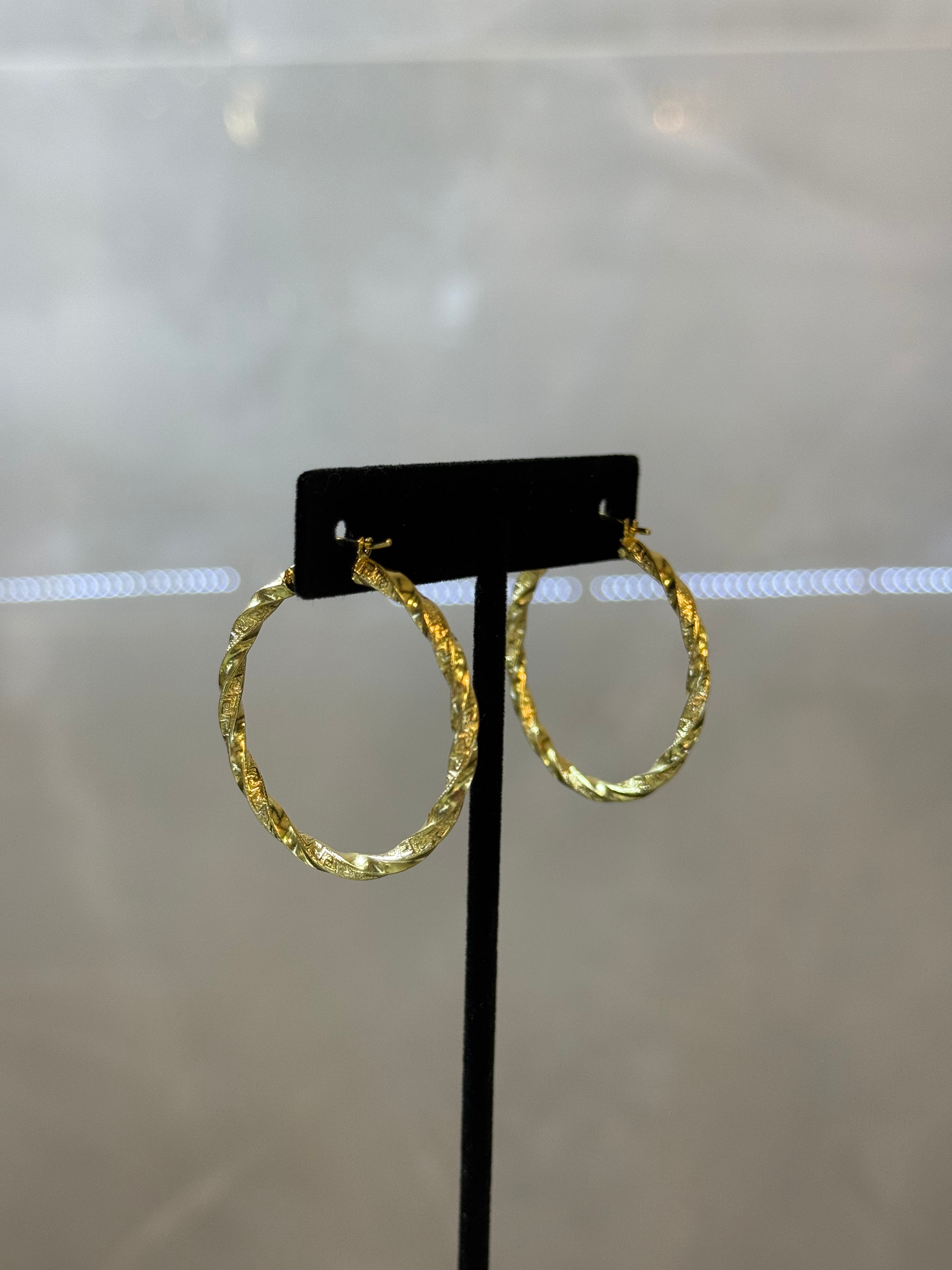 14K Hoop Twisted Earring