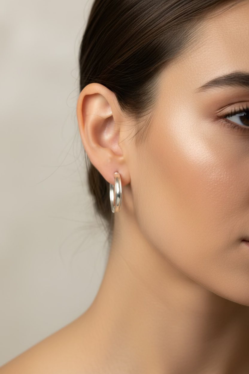 10K White Gold Hoop Earrings