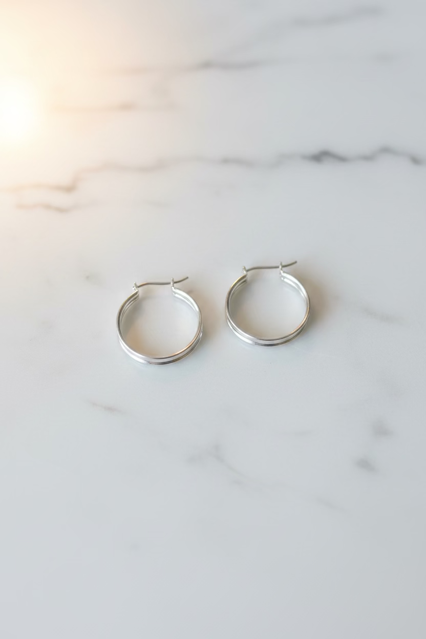10K White Gold Hoop Earrings