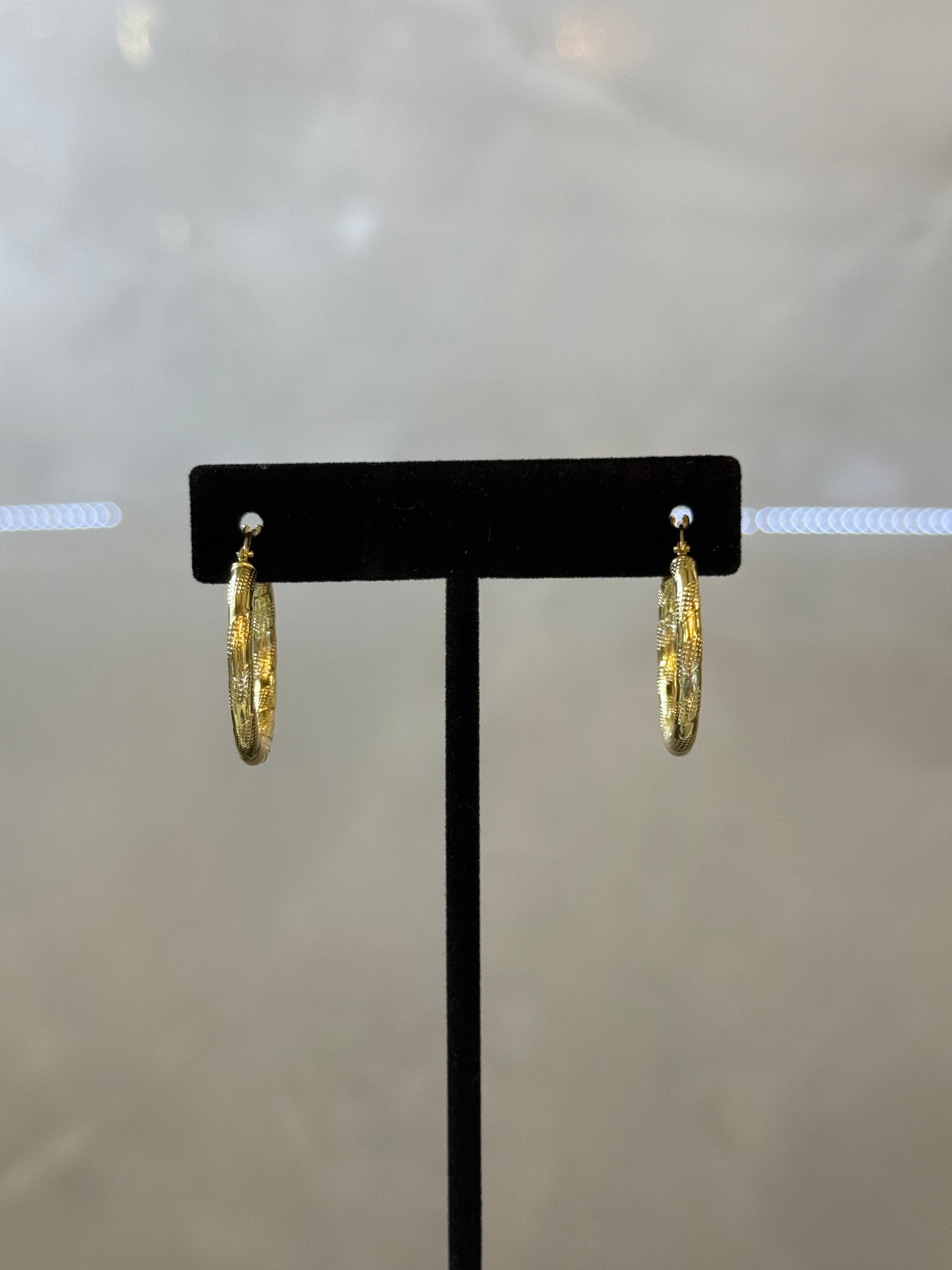 10K textured Hoop Earrings