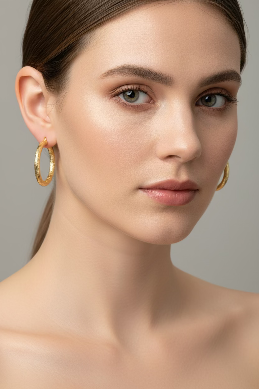 10K textured Hoop Earrings