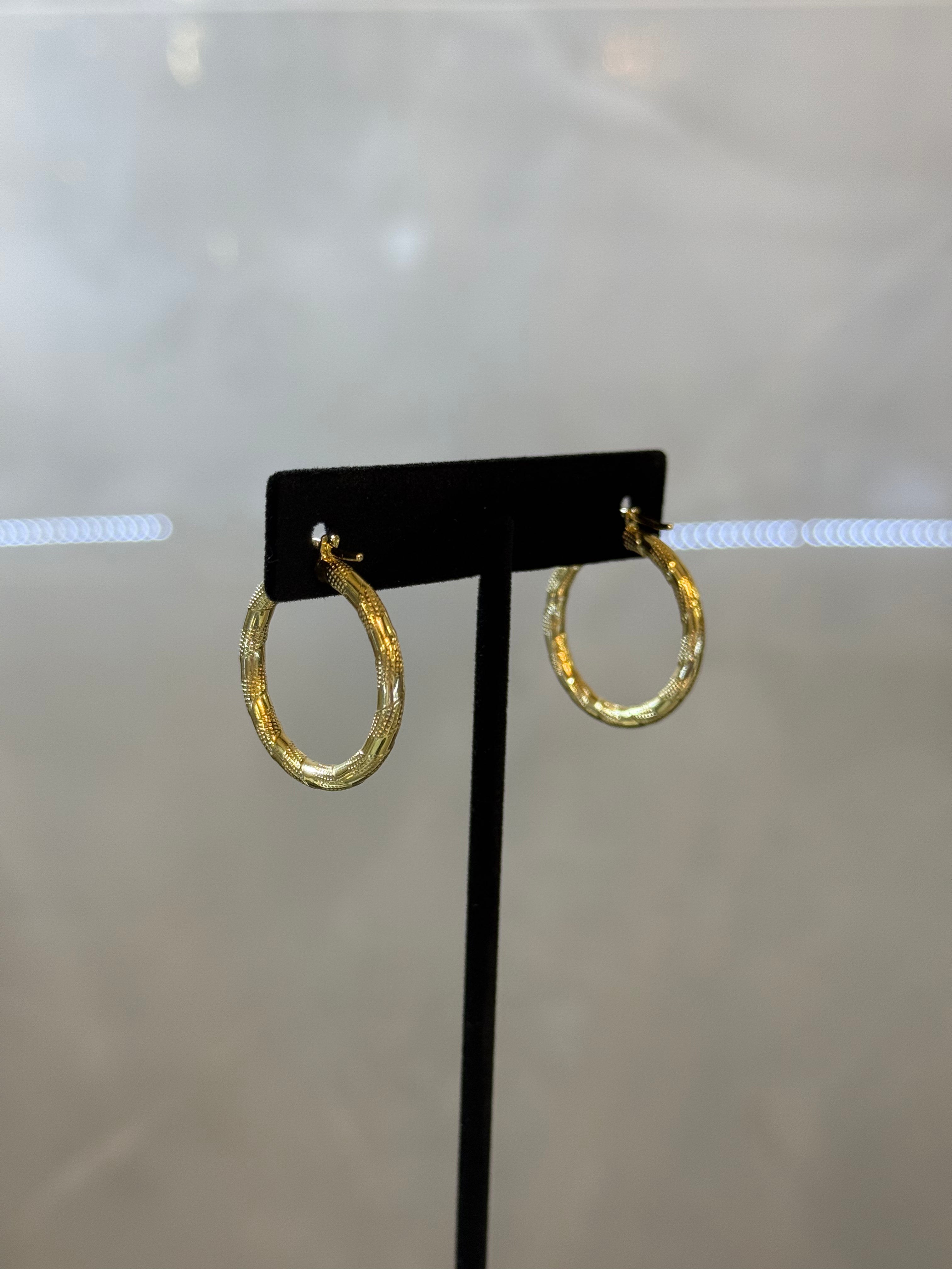 10K textured Hoop Earrings