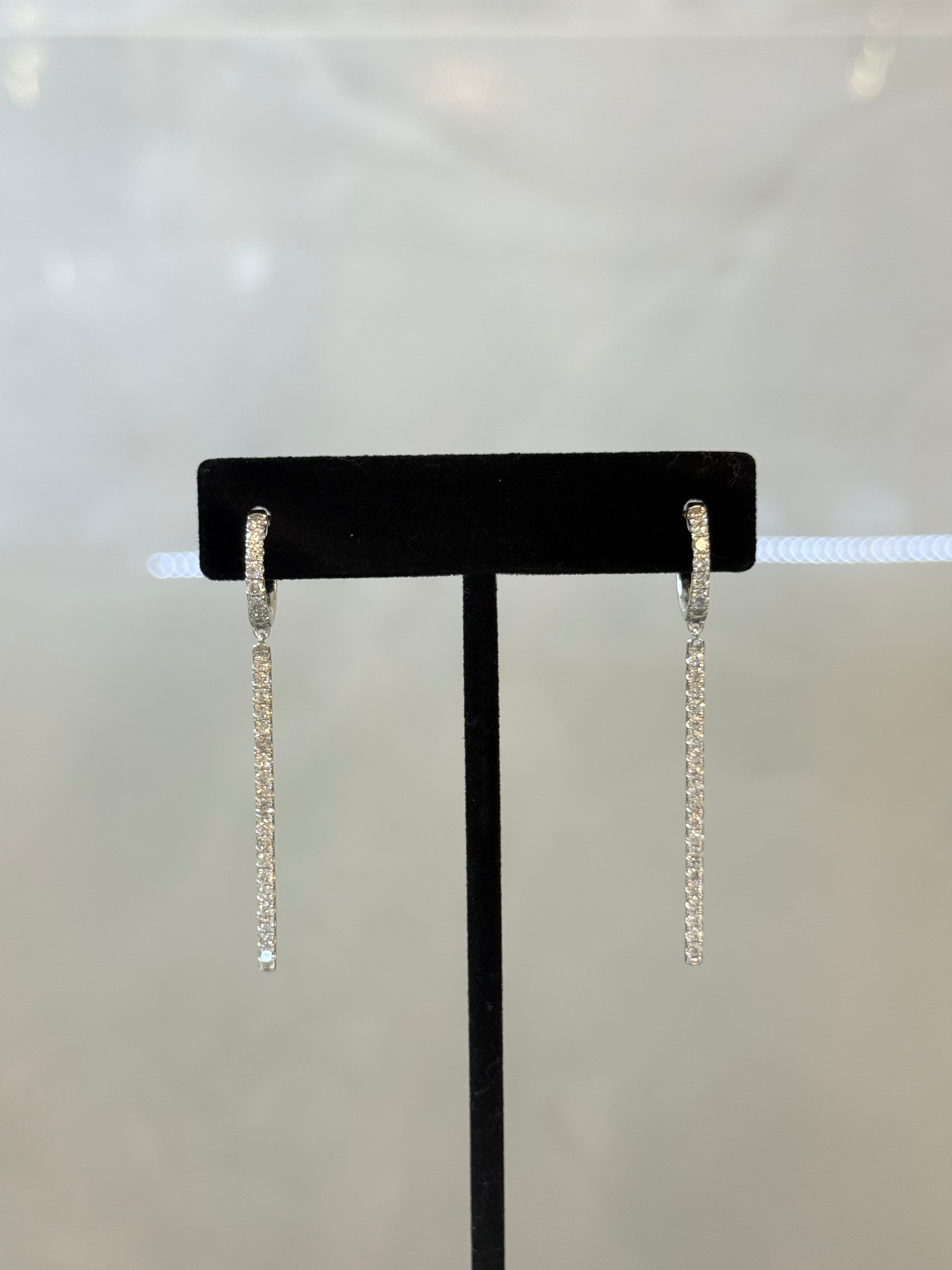 Diamond Vertical Drop Earrings 10K WG