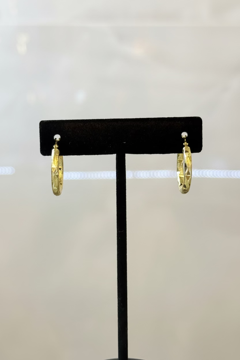 10K Textured Hoop Earrings