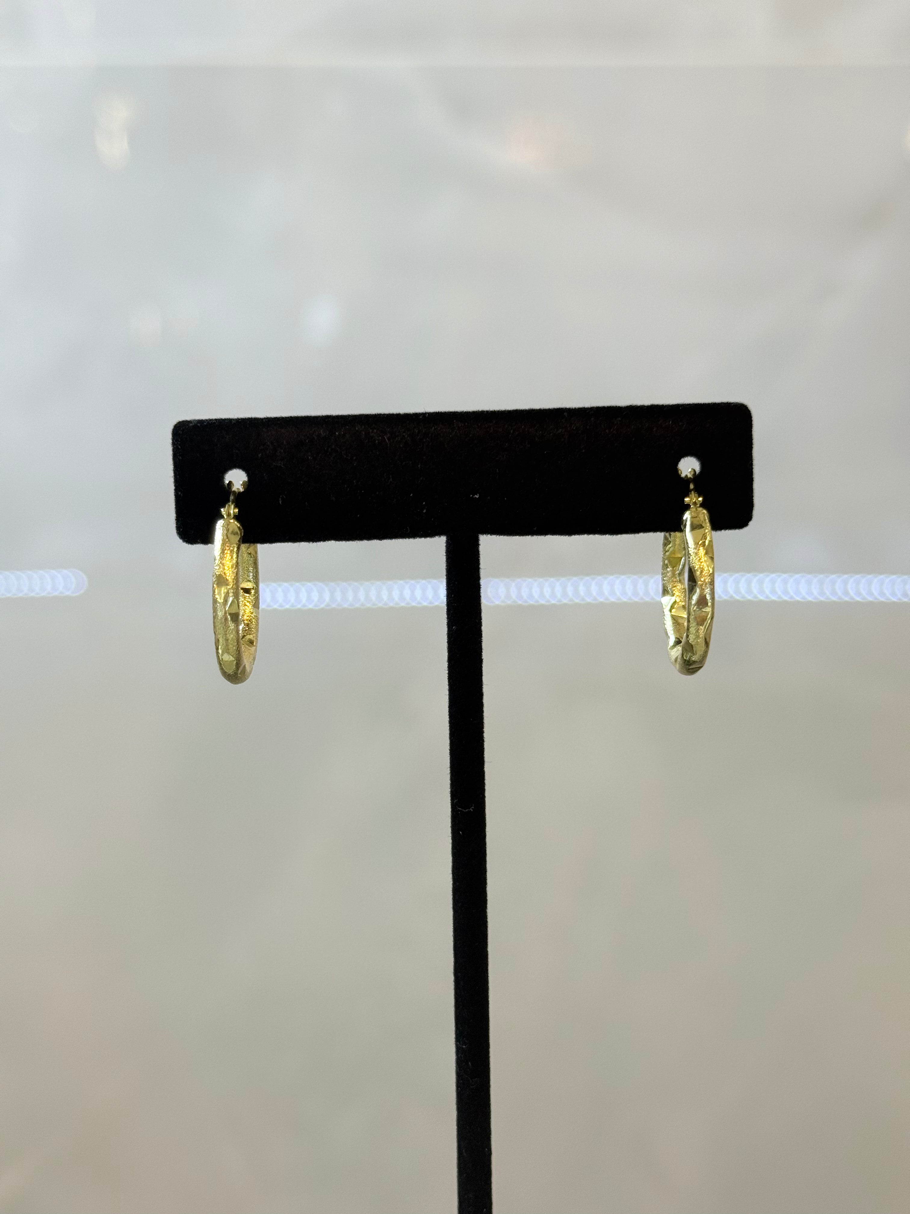 10K Textured Hoop Earrings