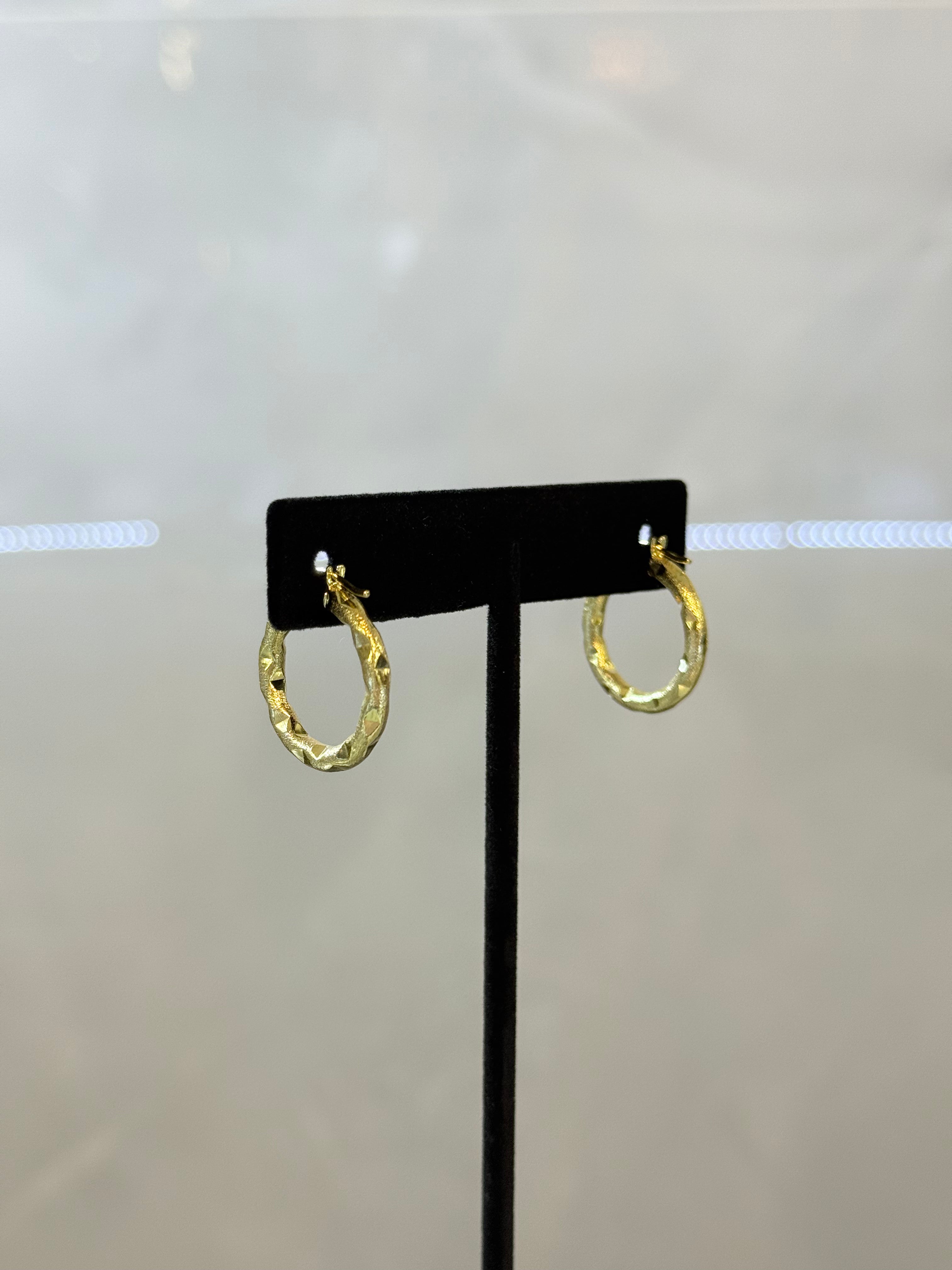 10K Textured Hoop Earrings