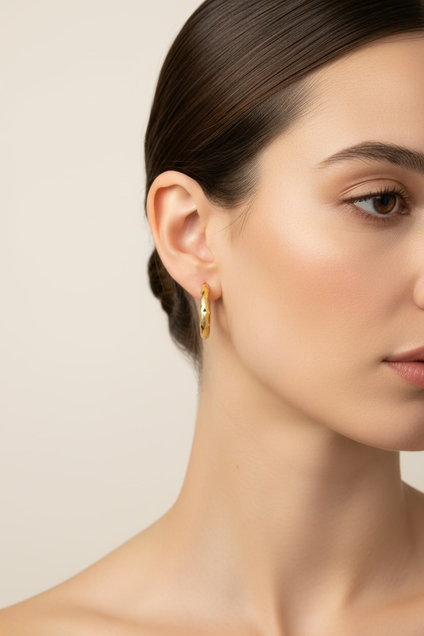10K Textured Hoop Earrings