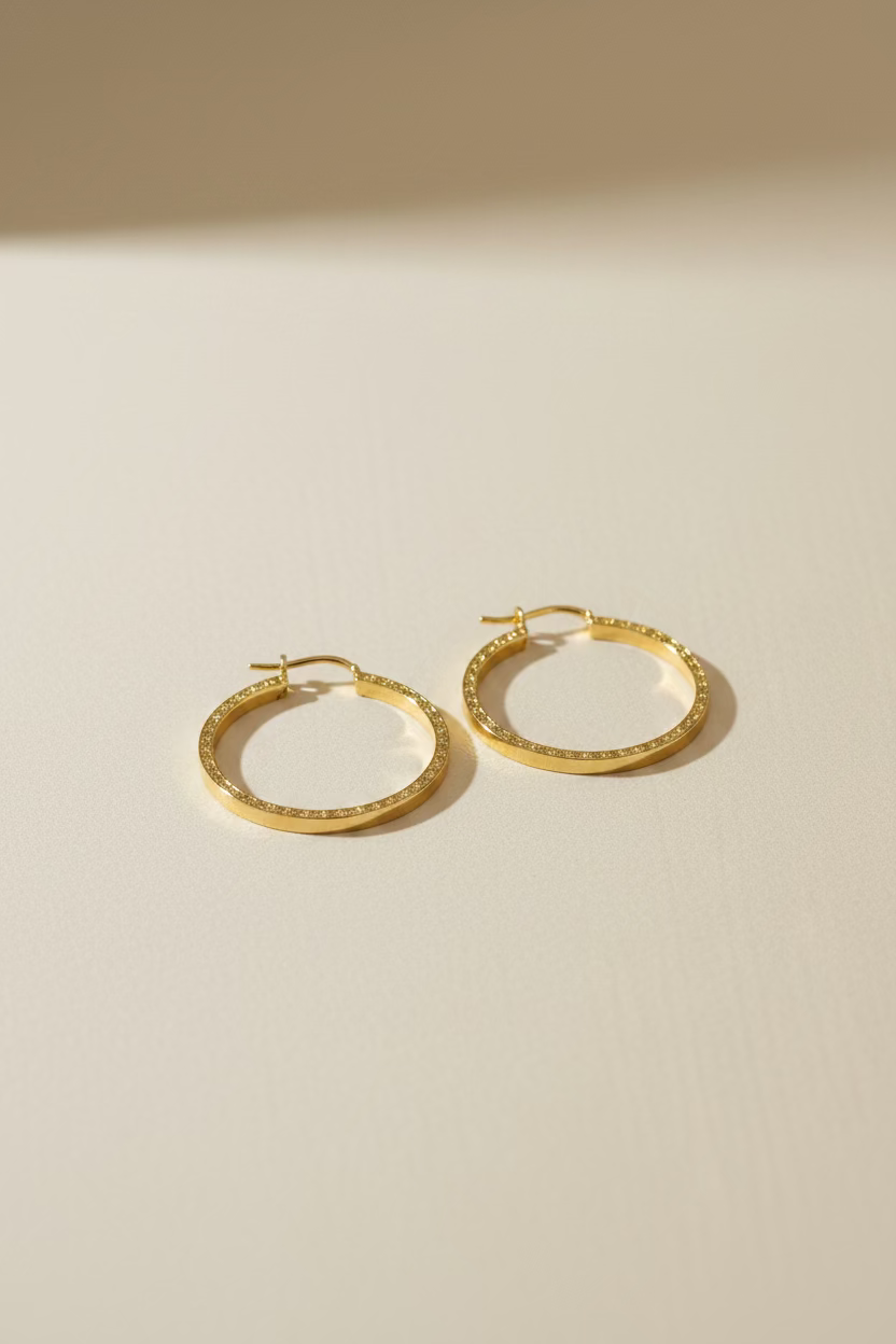 18K Hoop earring with side designs