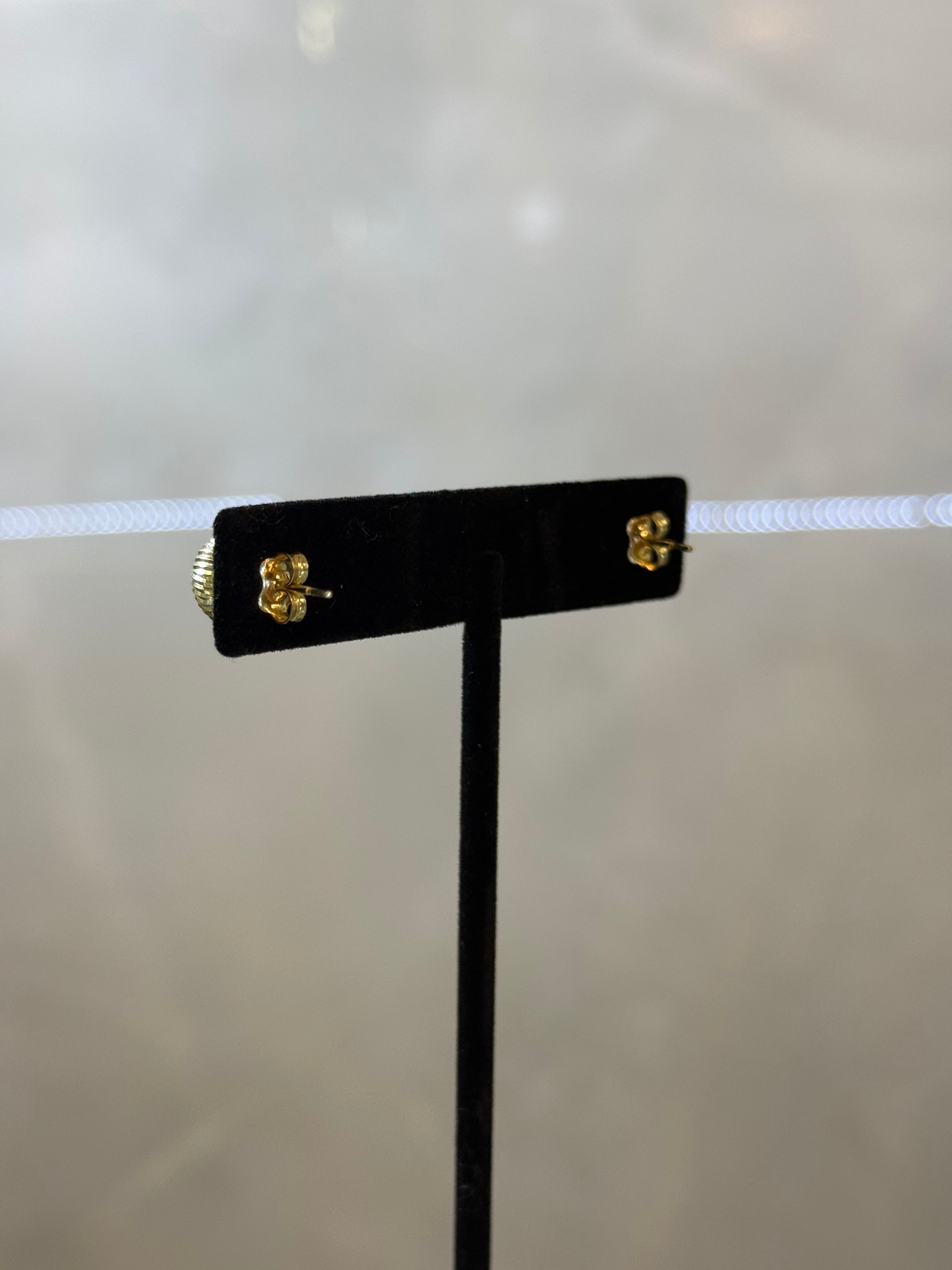 10K Ball Diamond Earrings